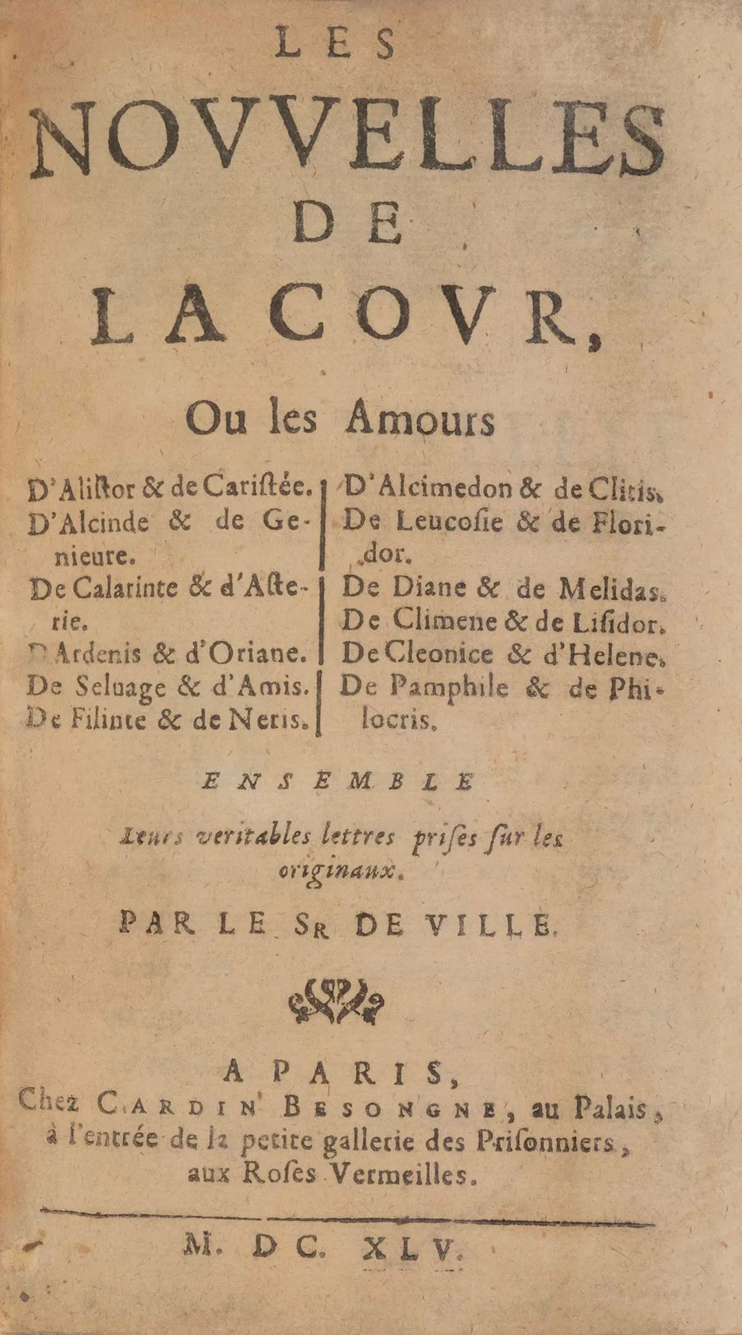 VILLE (Monsieur de). *News from the Court, or The Love Story - Lot 175