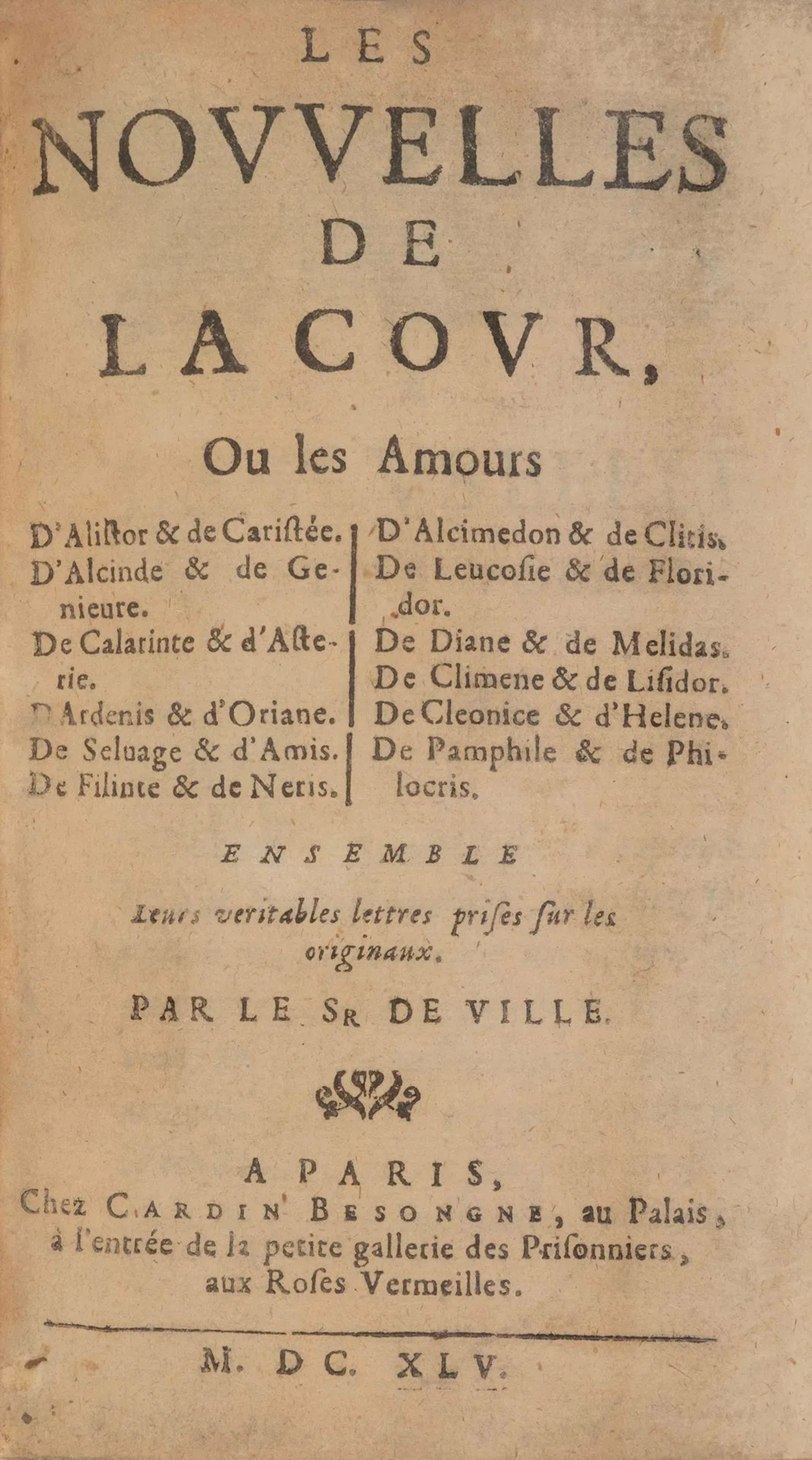 VILLE (Monsieur de). *News from the Court, or The Love Story - Lot 175