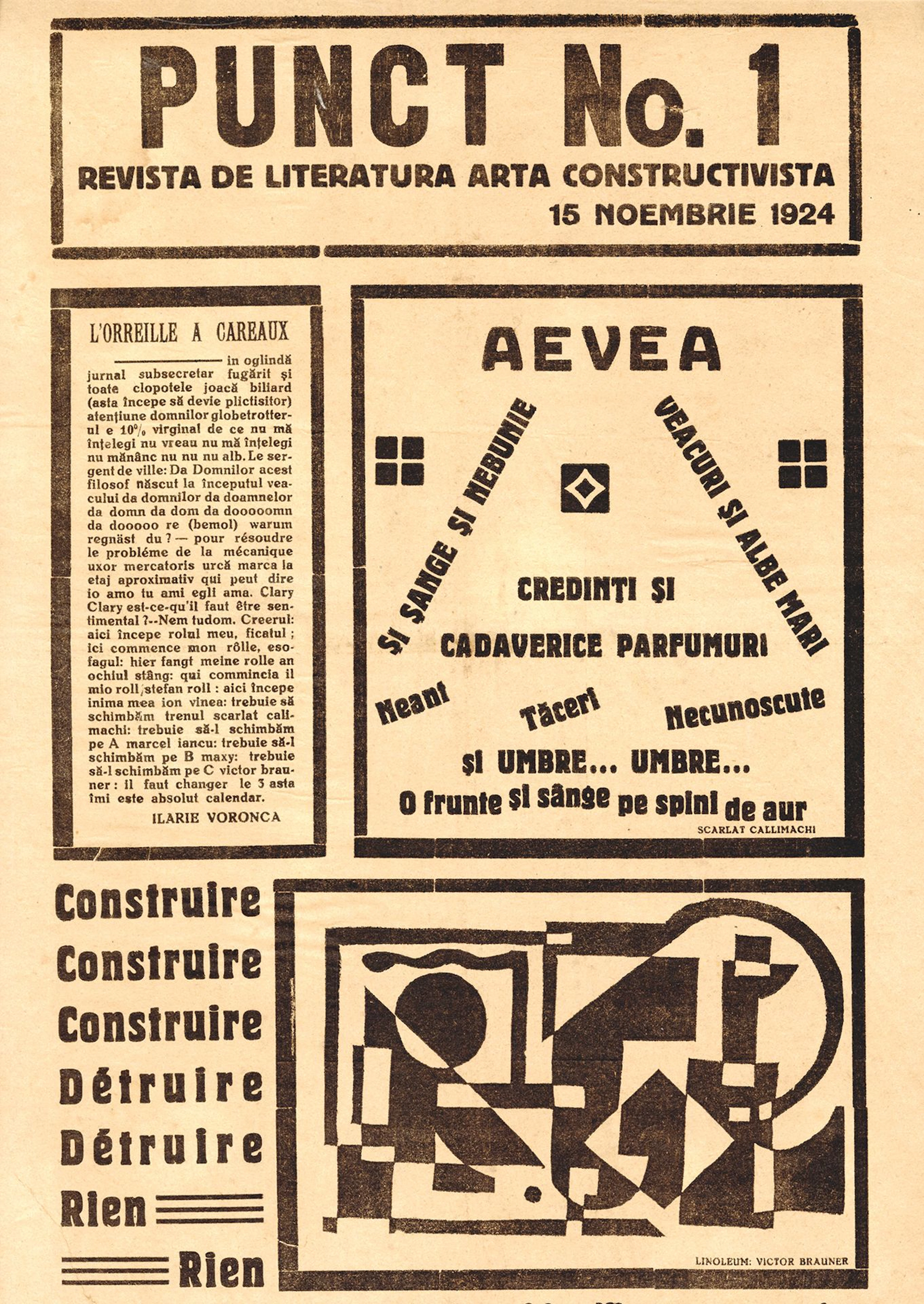 [MAGAZINE/POSTER]. PUNCT. Bucharest, No. 1/1924. 47.5 x 31.6 - Lot 166