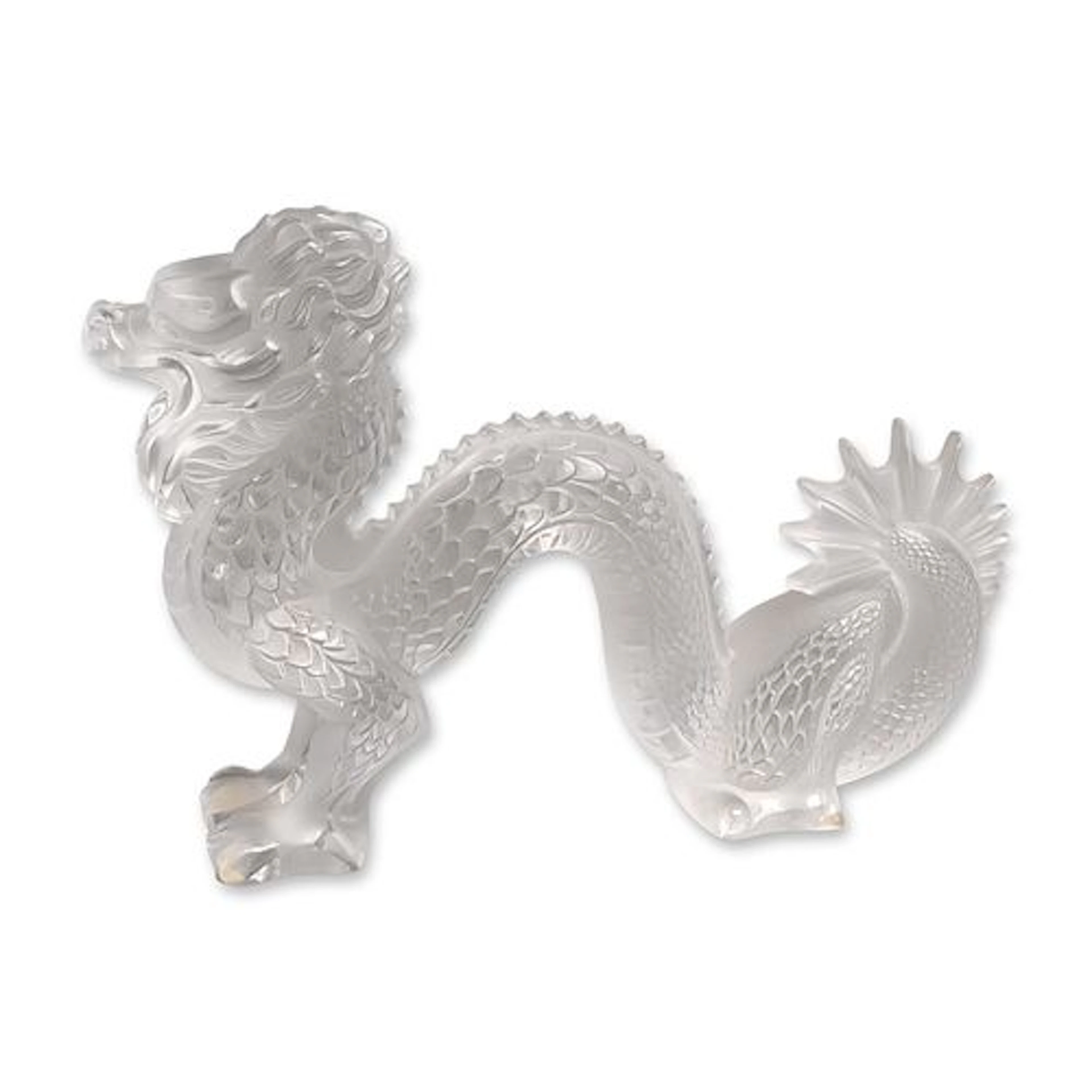 Lalique France Frosted Crystal Dragon Figurine
