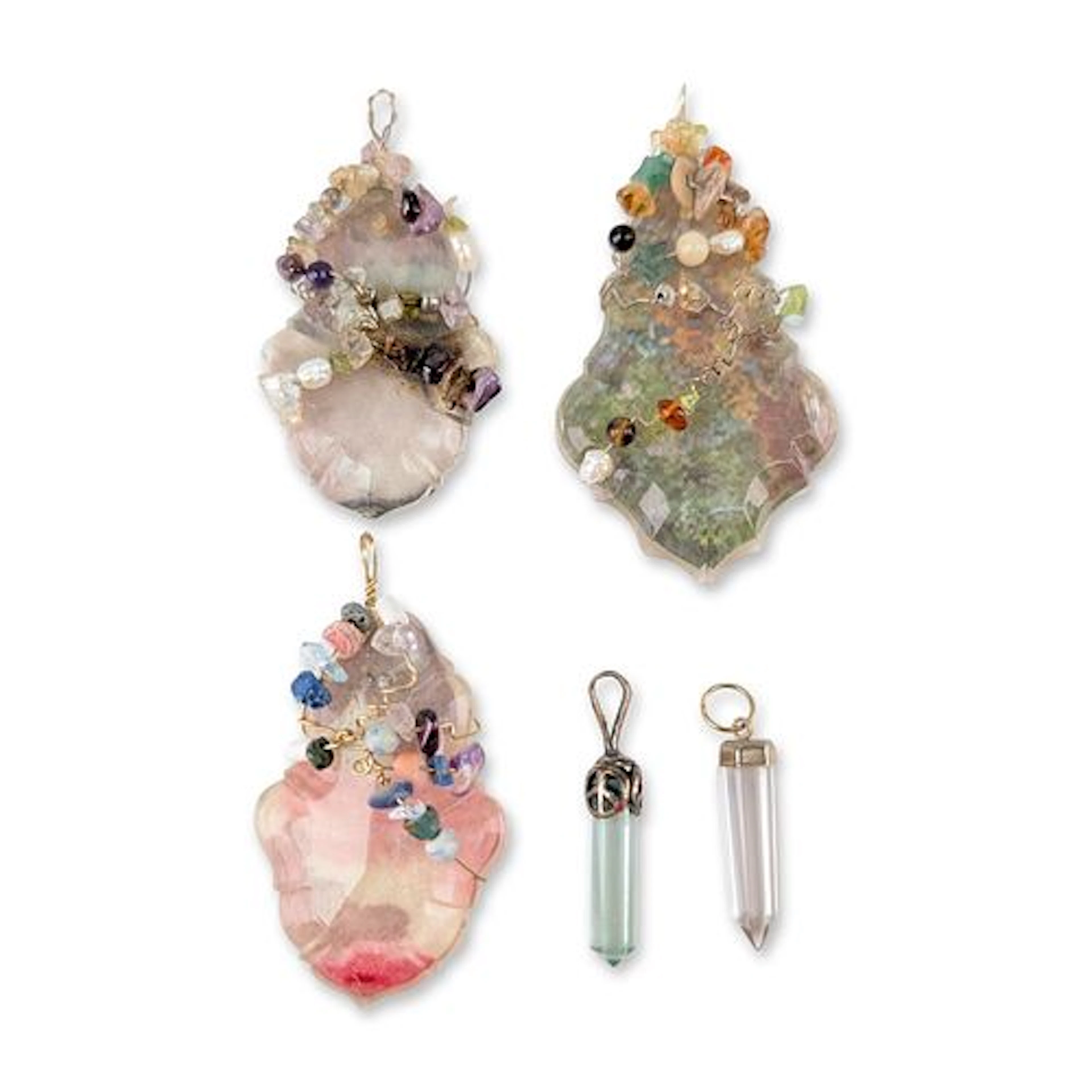 5pc Artisanal Handcrafted Crystal Pendants