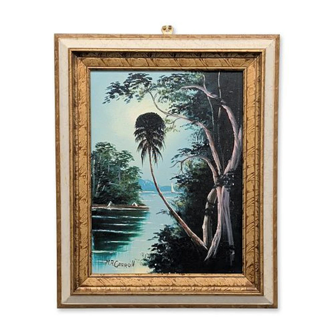 Mary Ann Carroll (1940-2019) Florida Highwaymen Oil on Canvas Painting, Signed