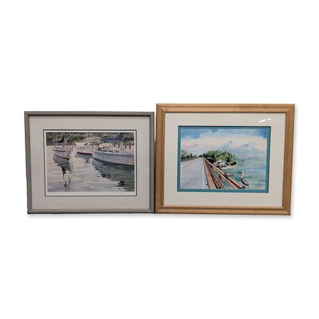 2pc Kathleen Chaney Fritz & Carol Garvin, Tropical Scenes Offset Lithographs