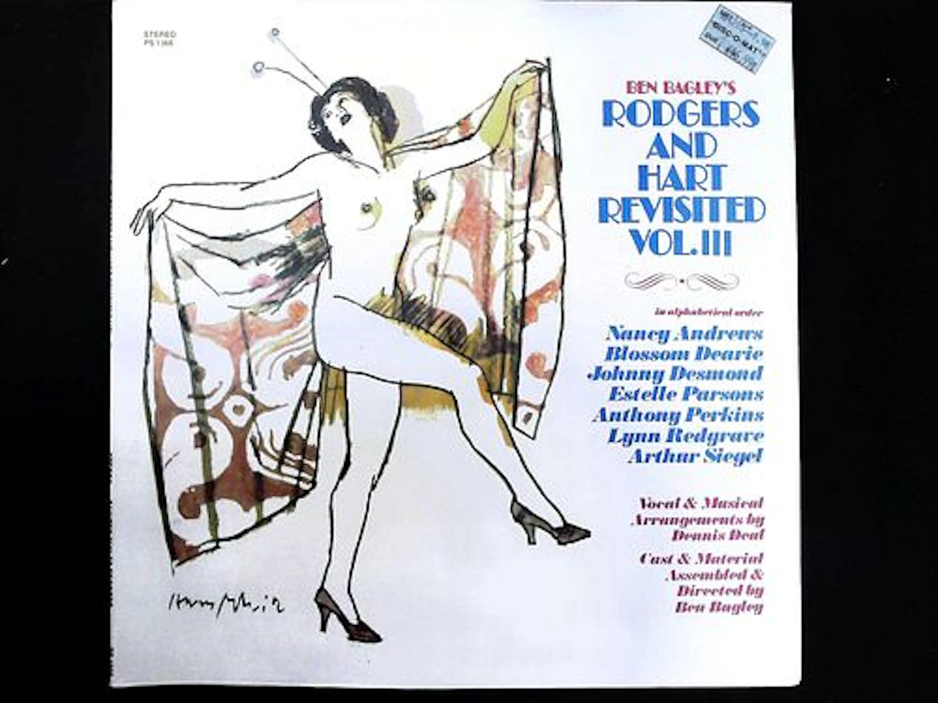 Ben Bagley's Rodgers And Hart Revisited Vol. III LP Album Sleeve PS 1386