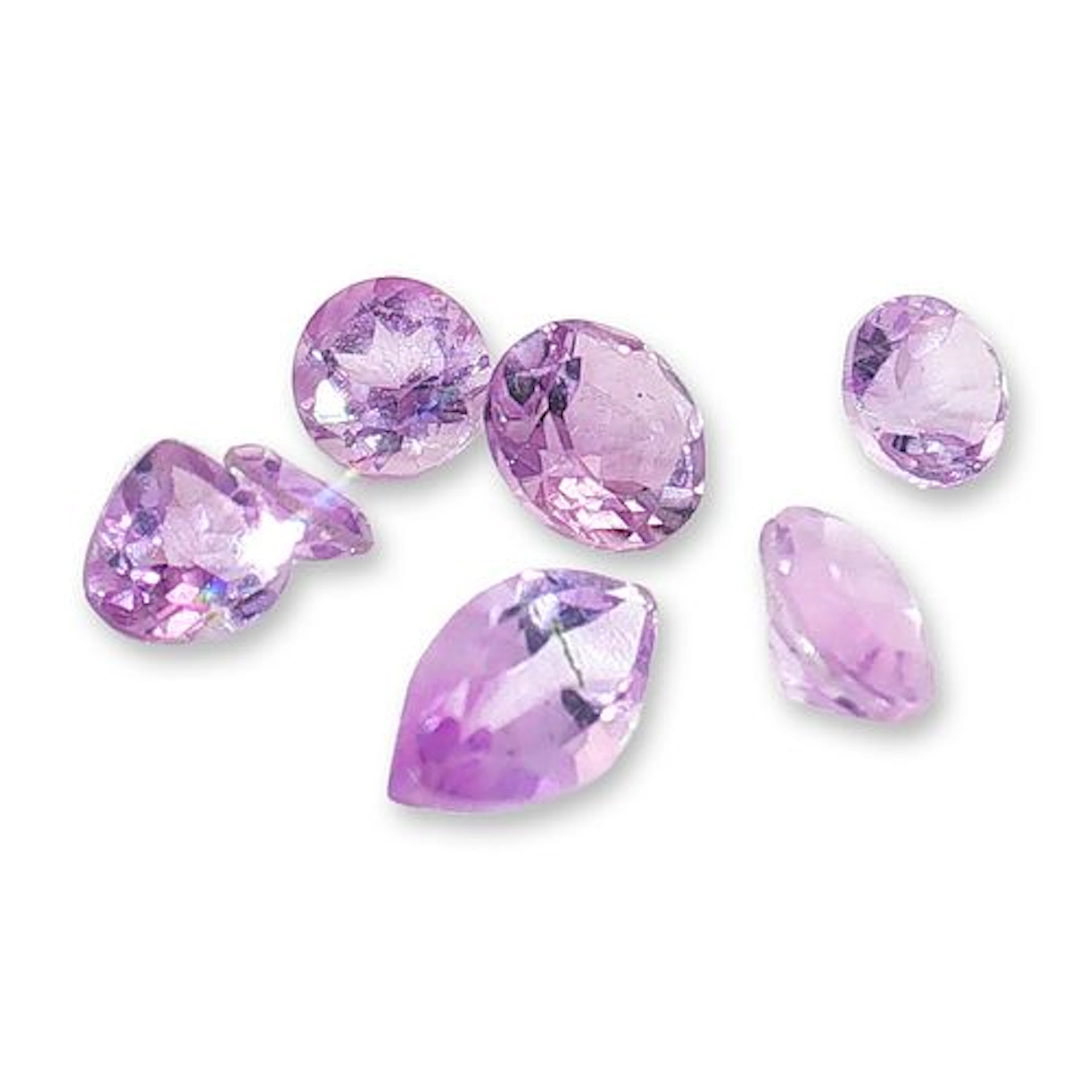 8pc Pink Amethyst Gemstones in Various Shapes and Sizes