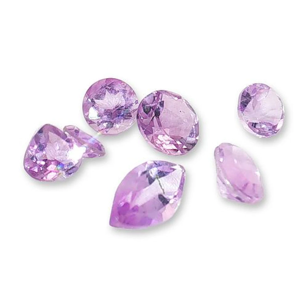 8pc Pink Amethyst Gemstones in Various Shapes and Sizes