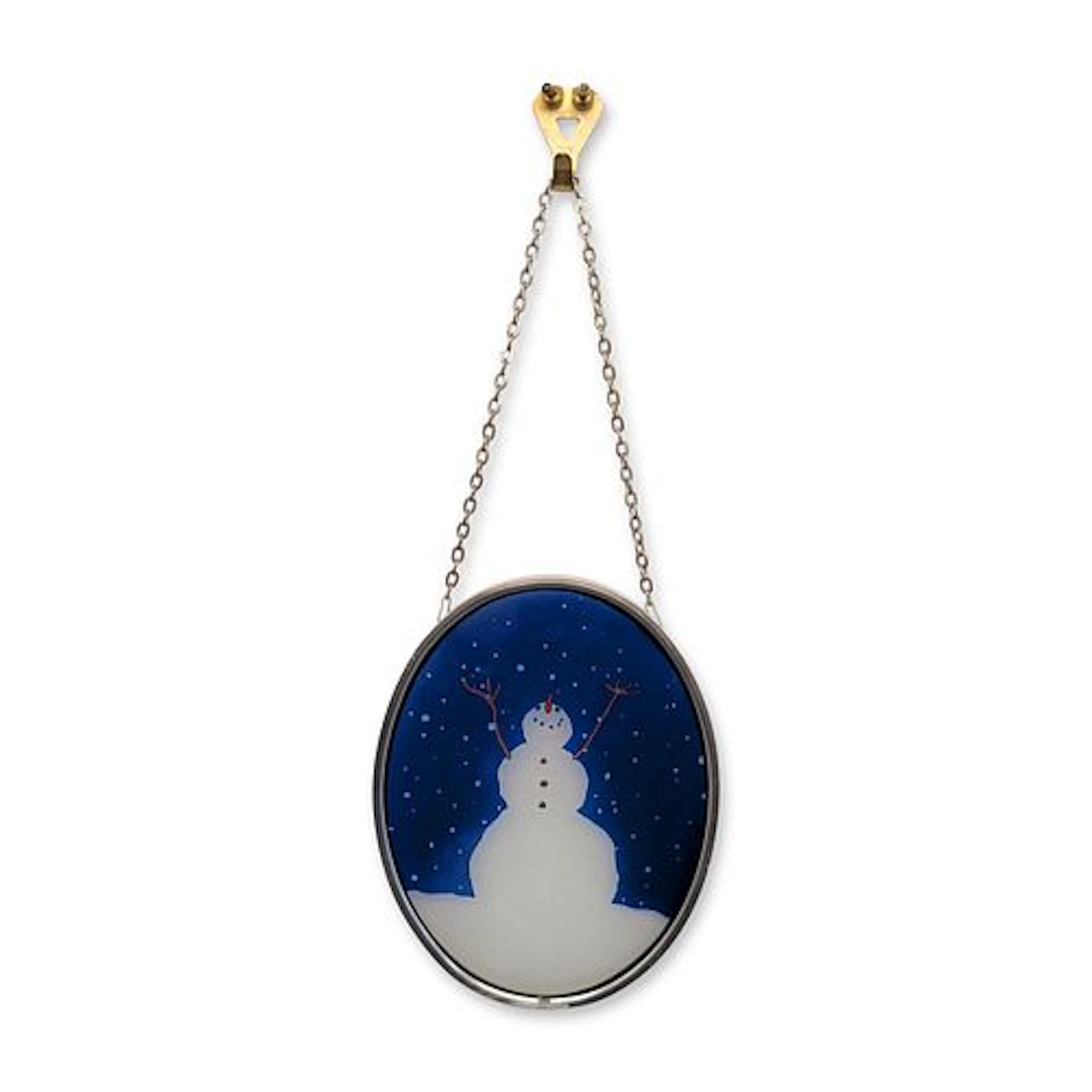 Glassmasters Enameled Glass Sher Schier Snowman Suncatcher