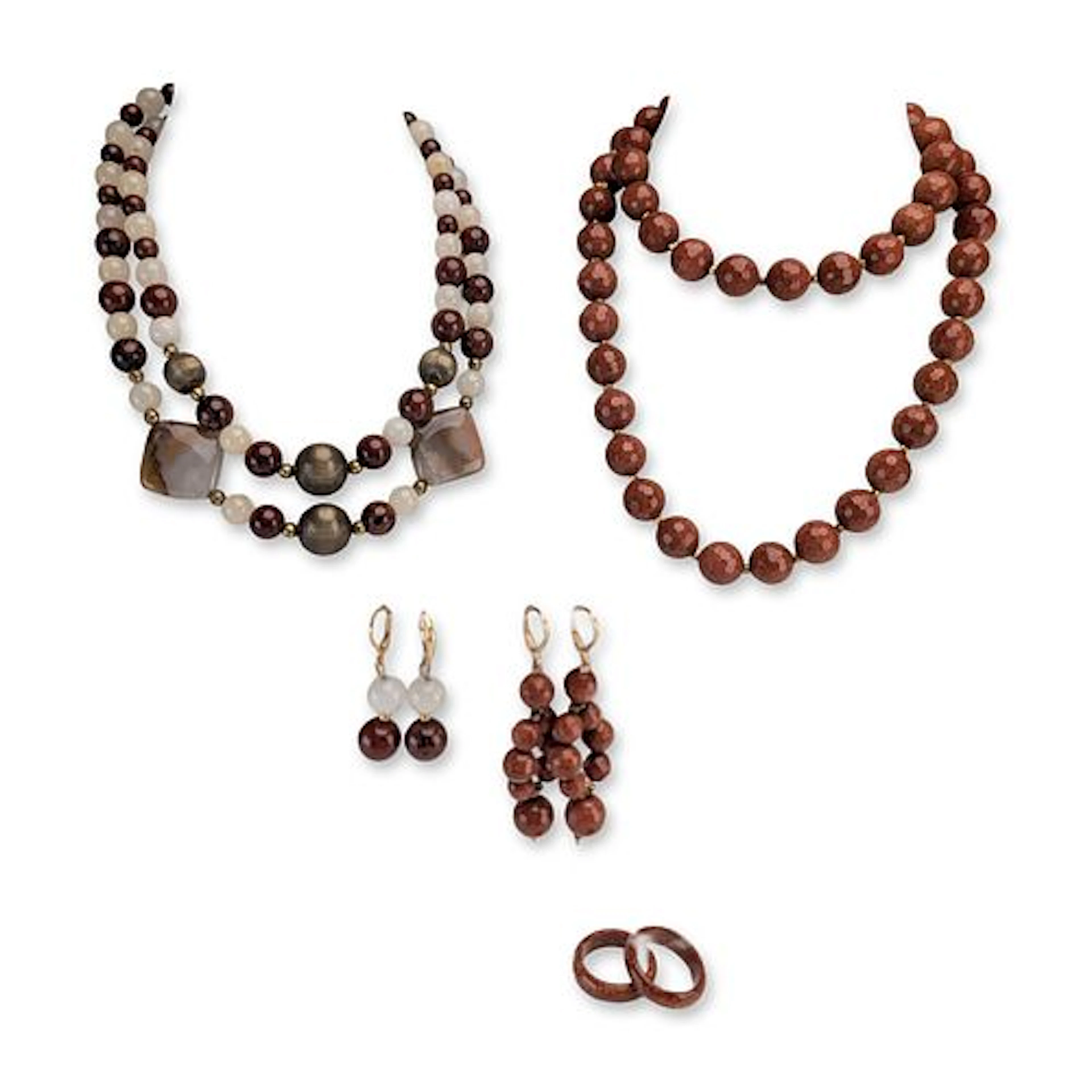 6pc Collection of Agate and Goldstone Jewelry