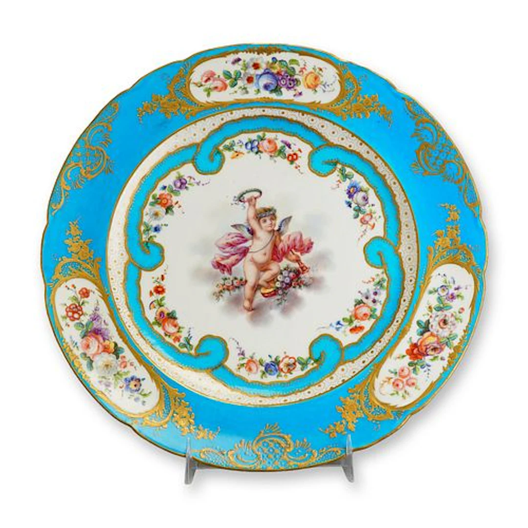 French Sevres Rococo Style Porcelain Cabinet Plate