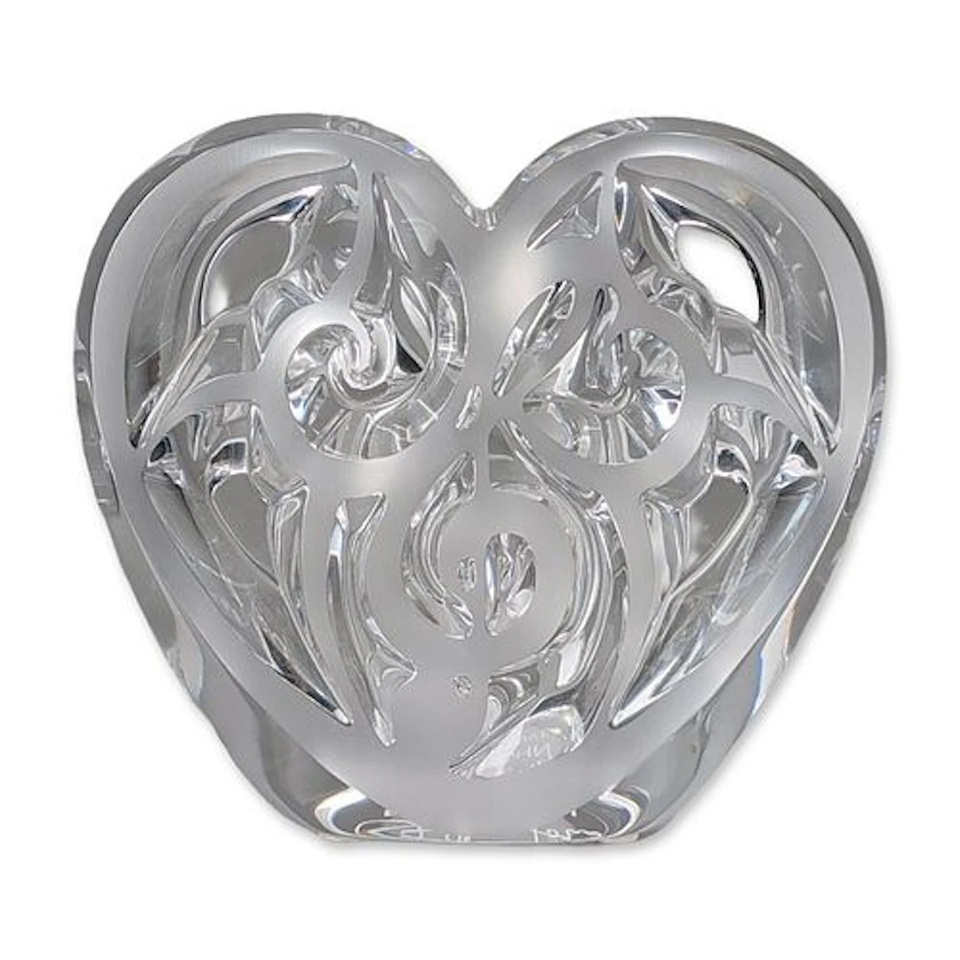 Lalique Elton John Music is Love Clear Crystal Heart Sculpture
