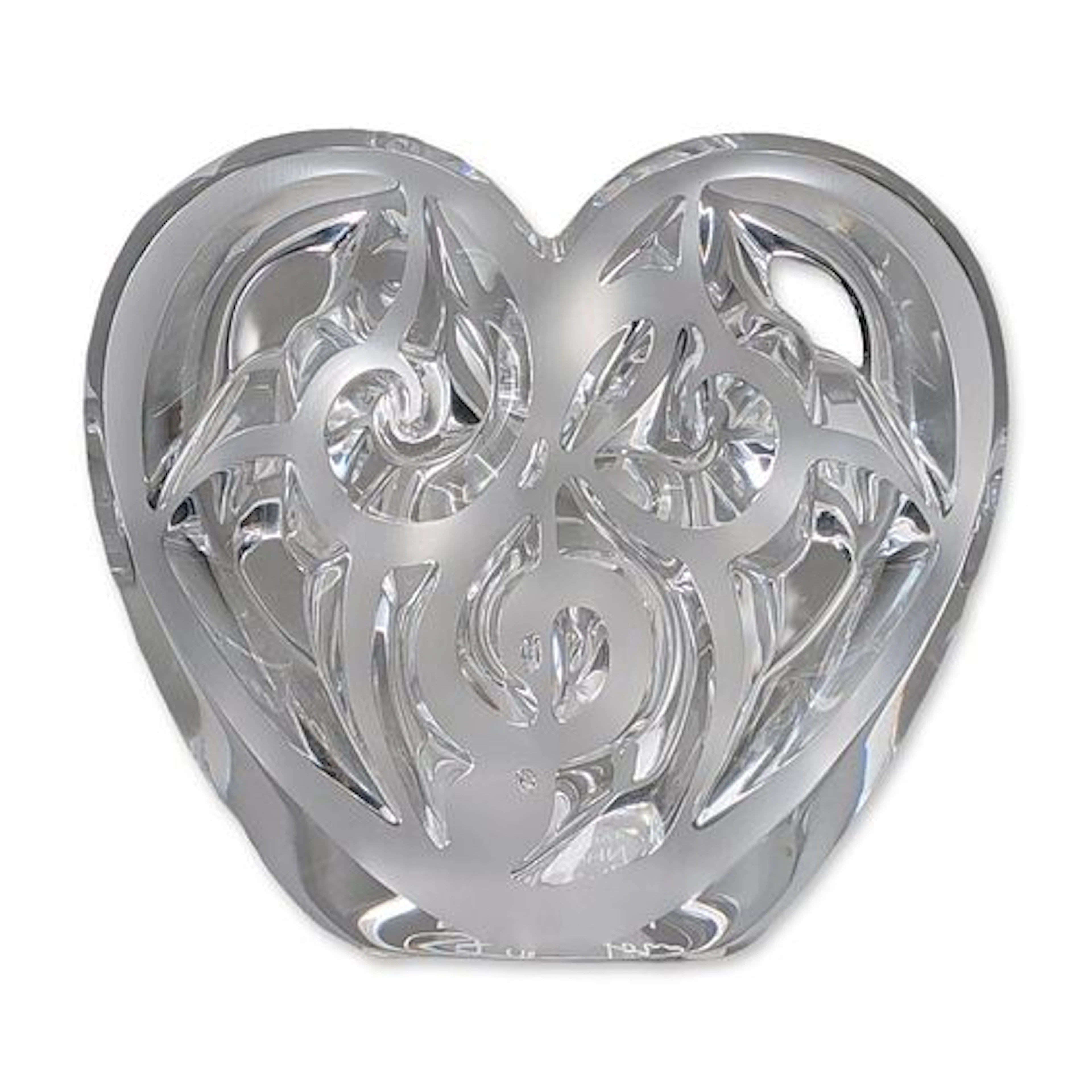 Lalique Elton John Music is Love Clear Crystal Heart Sculpture