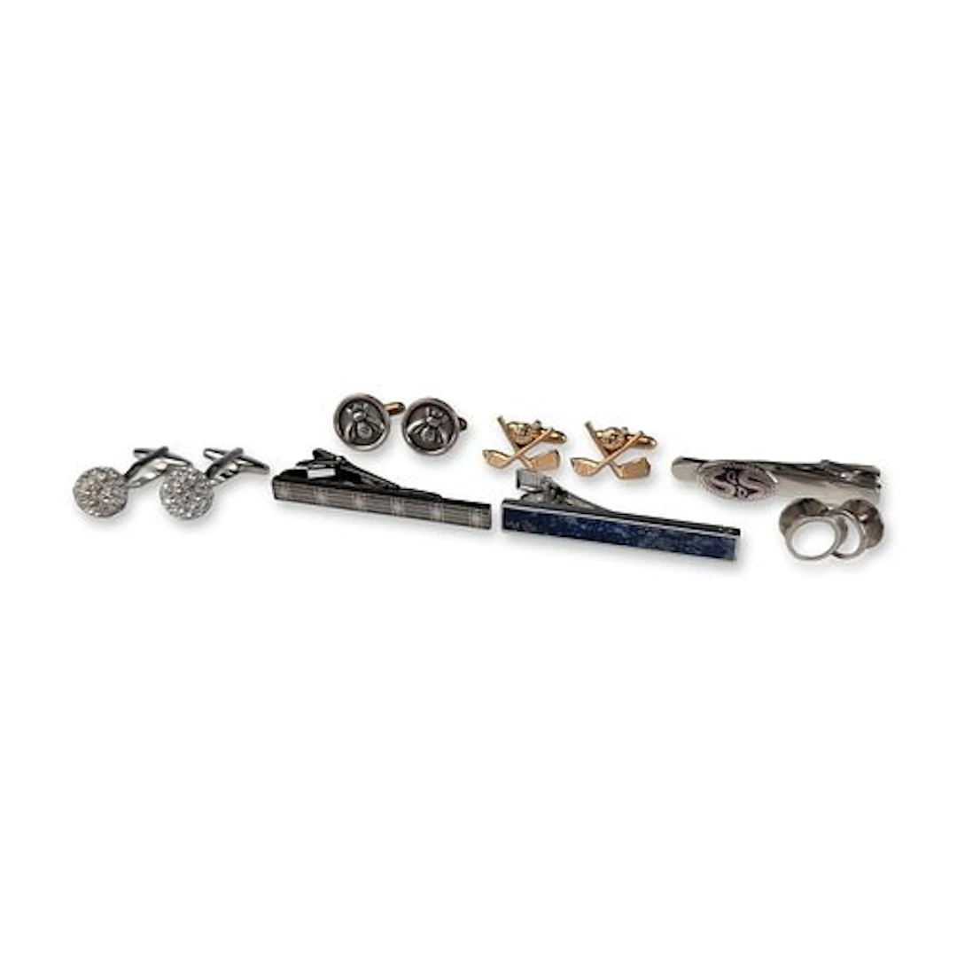 7pc Hugo Boss, Bugatchi, and Other Men's Tie Clips and Cufflinks