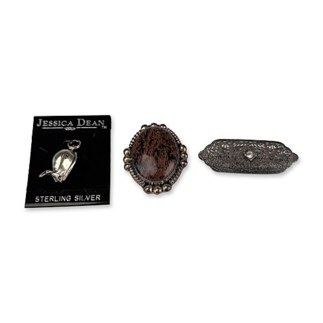 3pc Sterling Silver Jewelry Brooch Pins/Pendant, and Charm