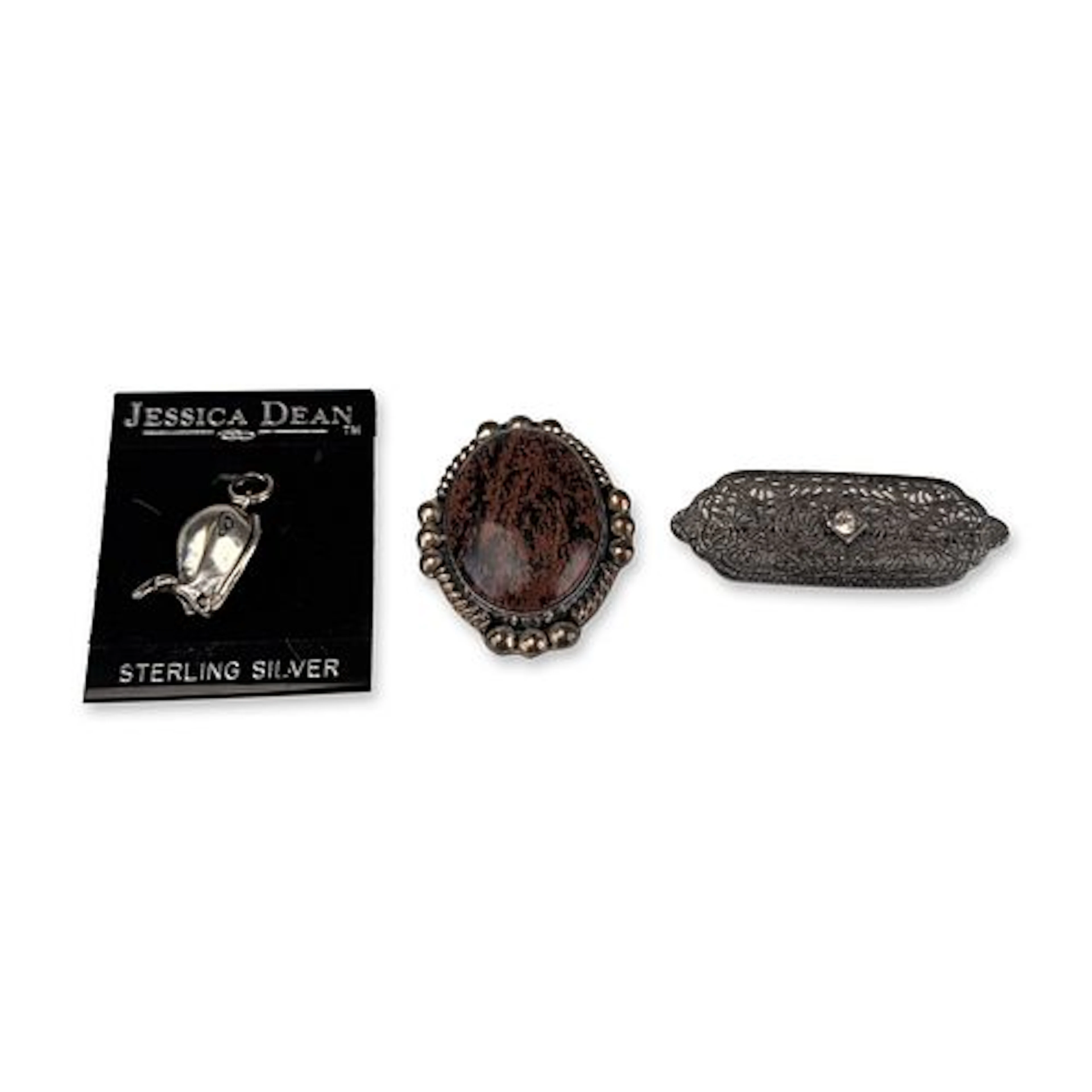 3pc Sterling Silver Jewelry Brooch Pins/Pendant, and Charm