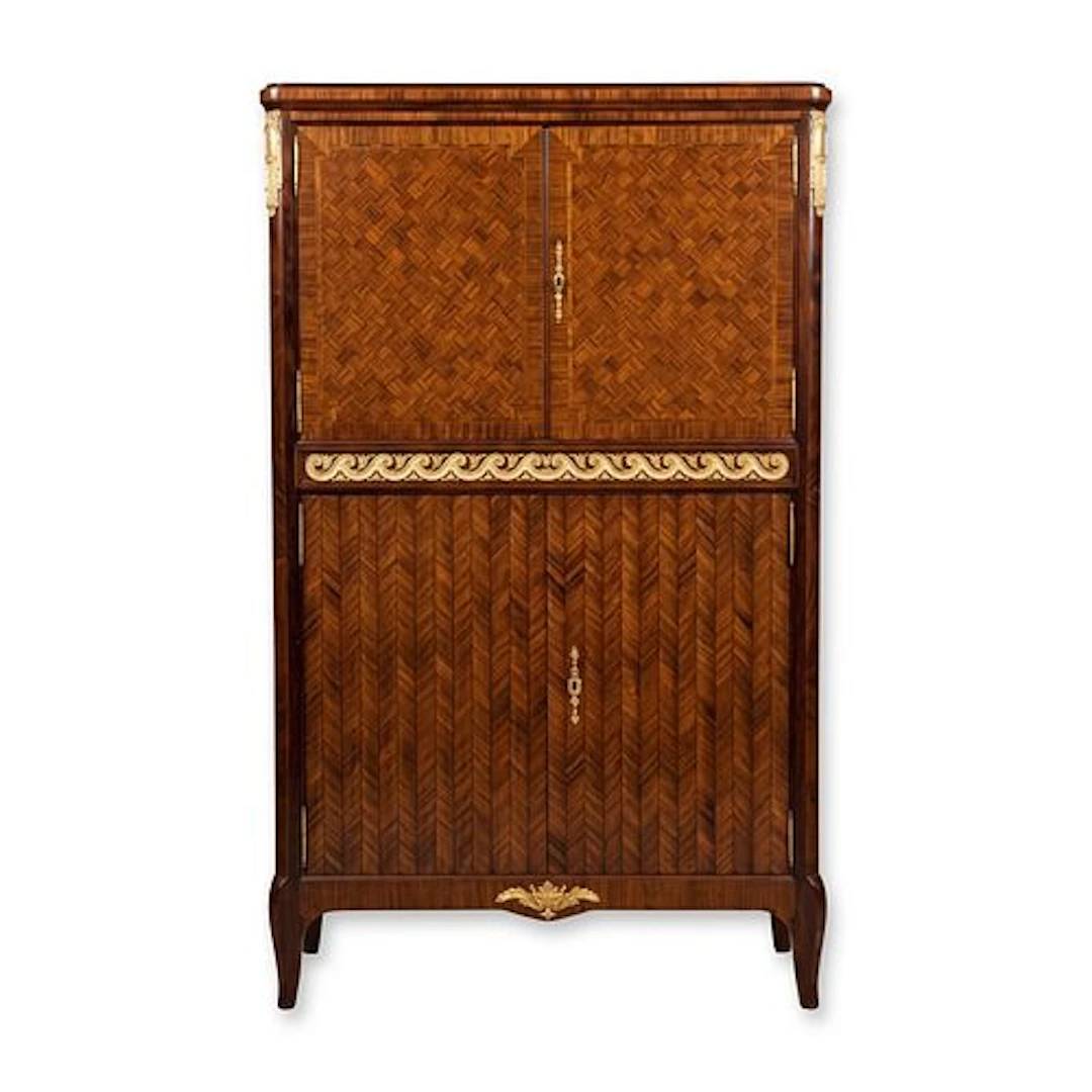 French Louis XVI Style Ormolu-Mounted Marquetry Cabinet by Haentges Frères
