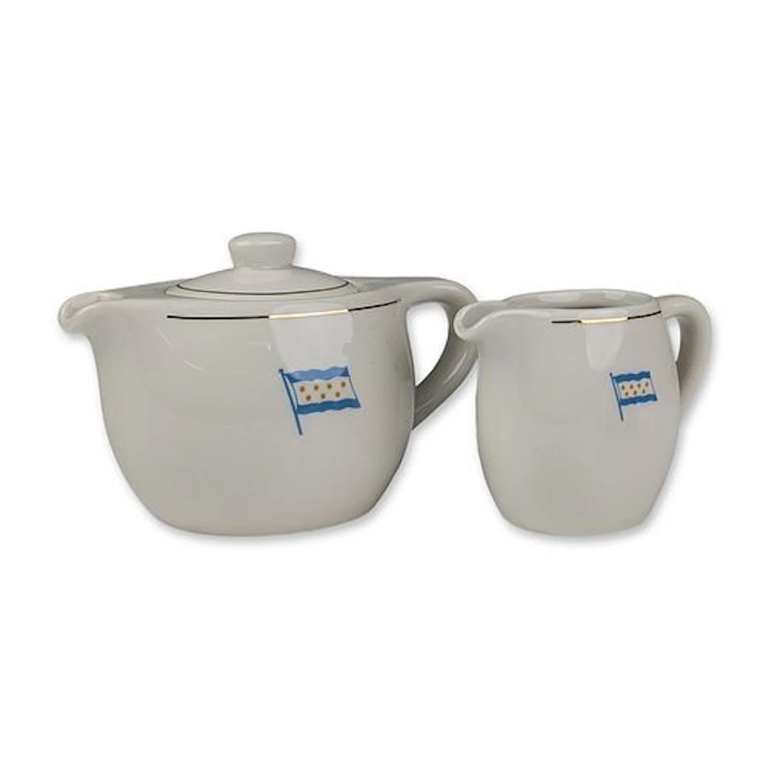 2pc Bauscher Weiden Zim Lines Porcelain 2 Cup Teapot and Creamer Set