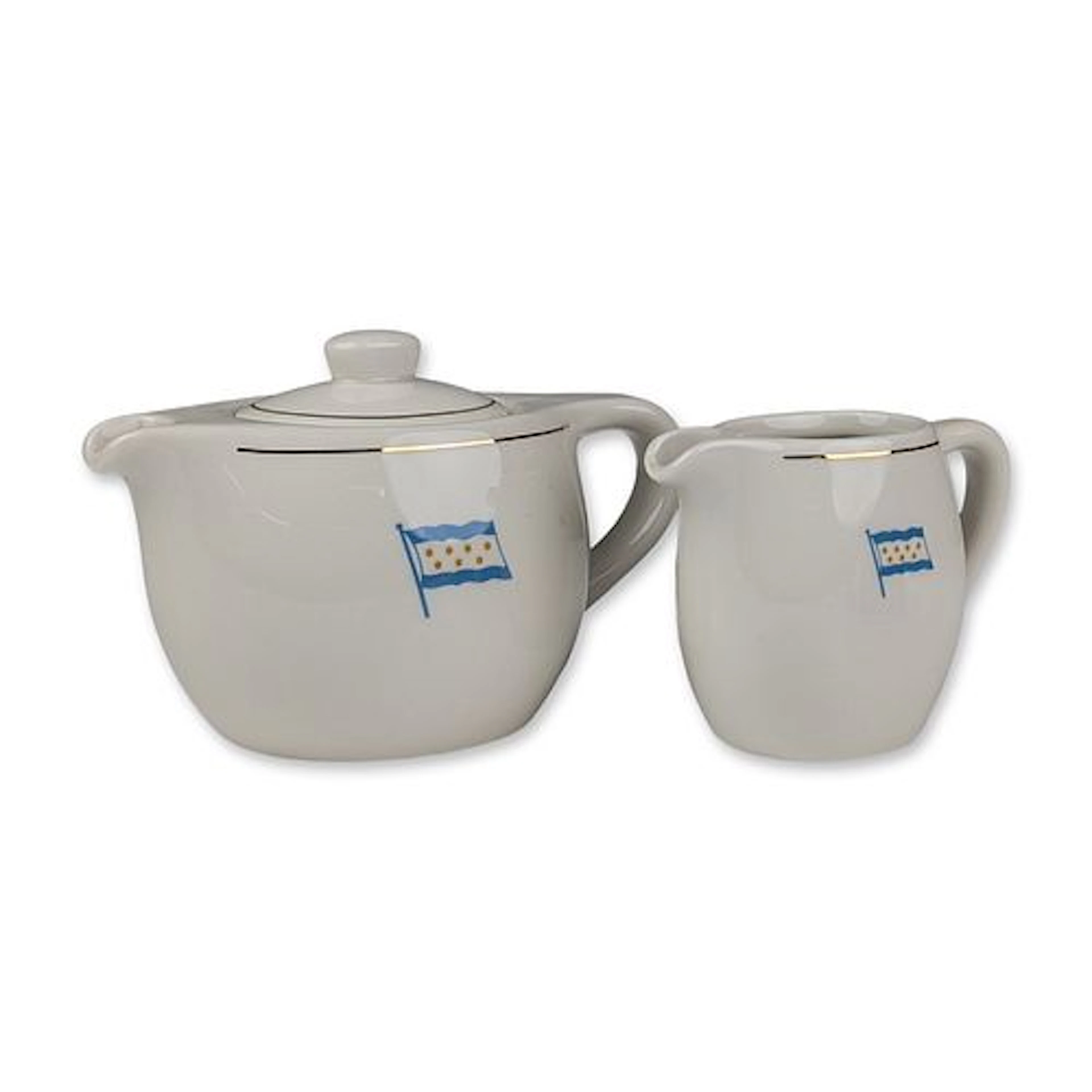 2pc Bauscher Weiden Zim Lines Porcelain 2 Cup Teapot and Creamer Set