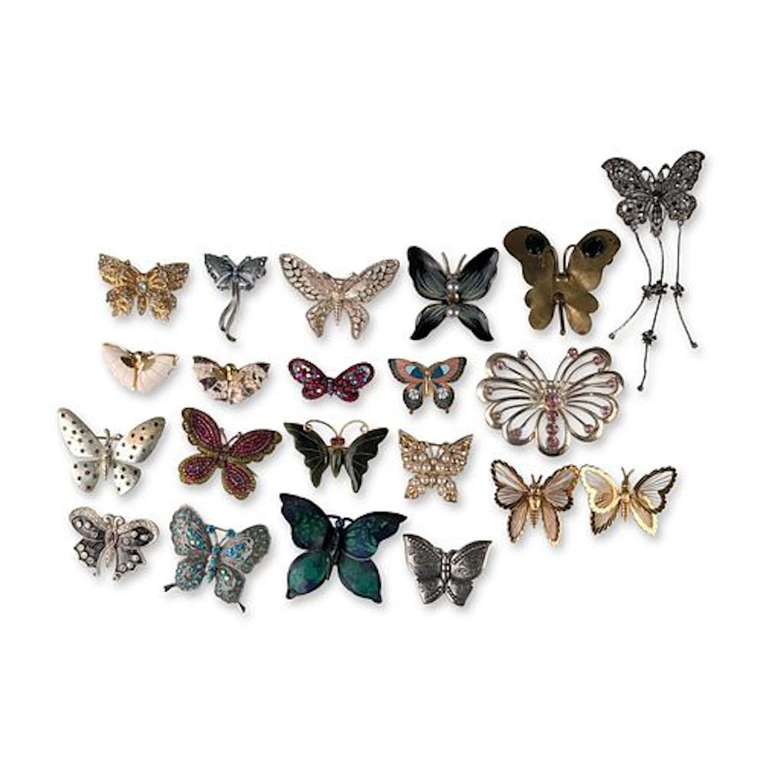 21pc Collection of Butterfly Motif Brooch Pins