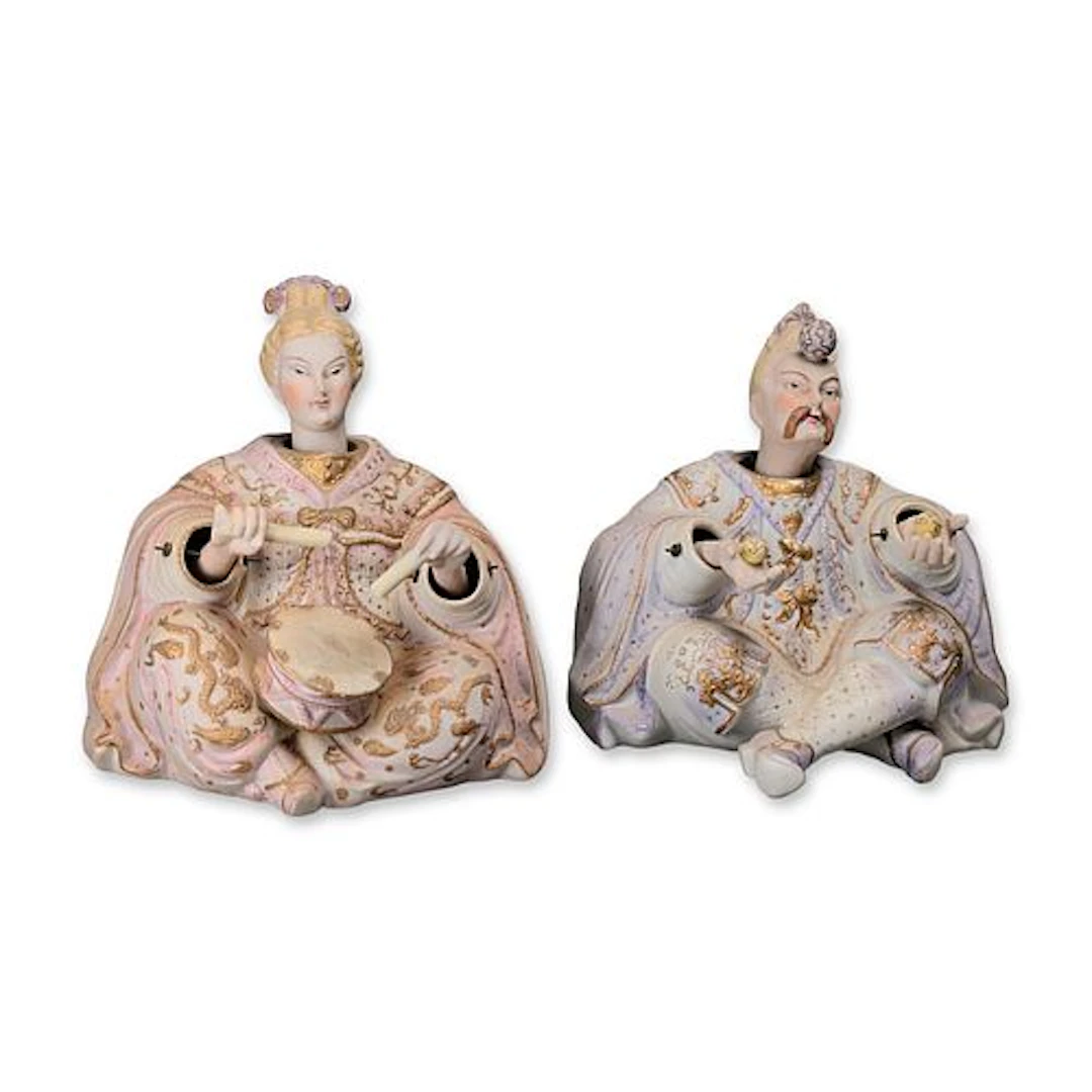Ardalt Lenwile Japan Bisque Porcelain Asian Entertainer Nodder Figurines