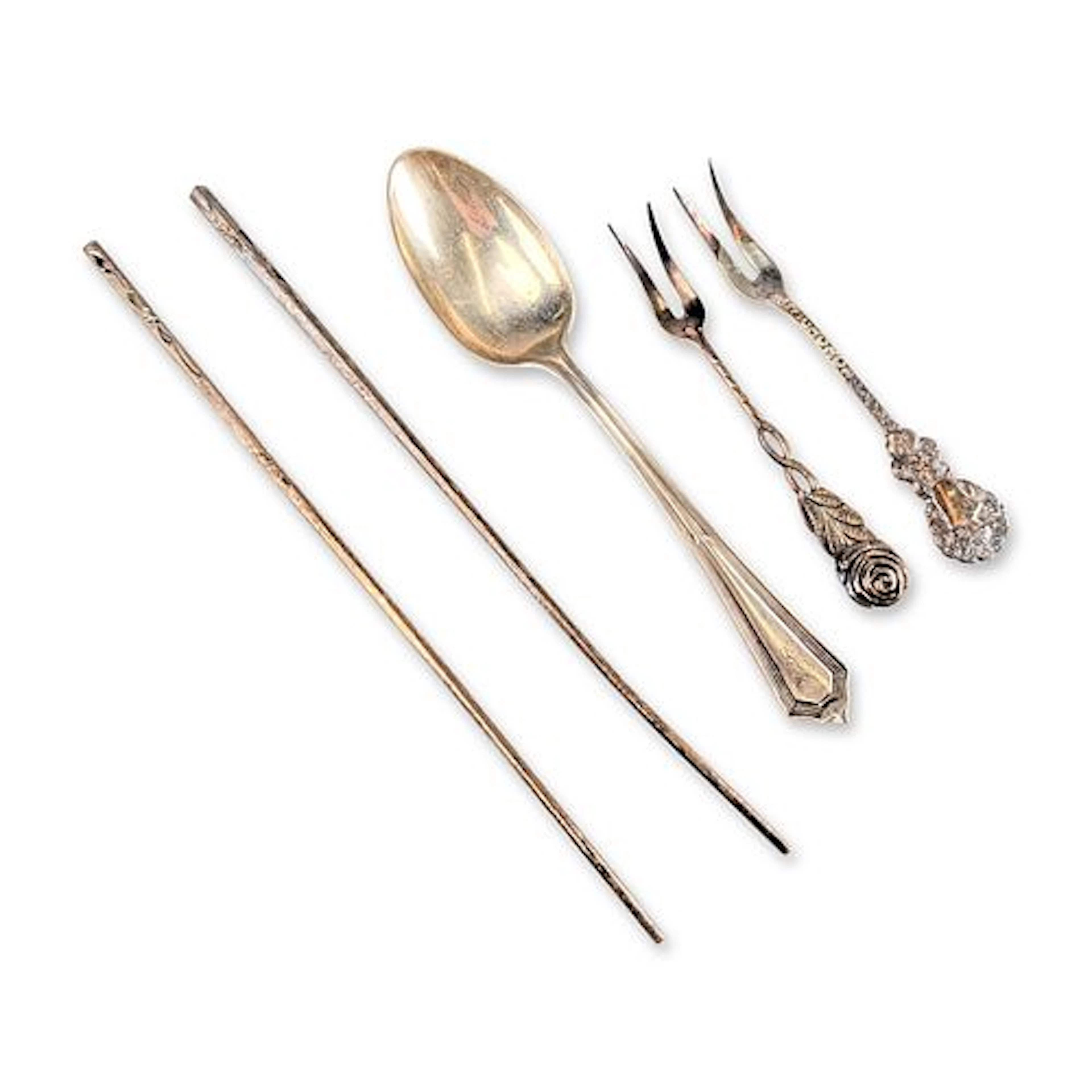 5pc Gorham Sterling Silver Spoon and Assorted White Metal Tableware