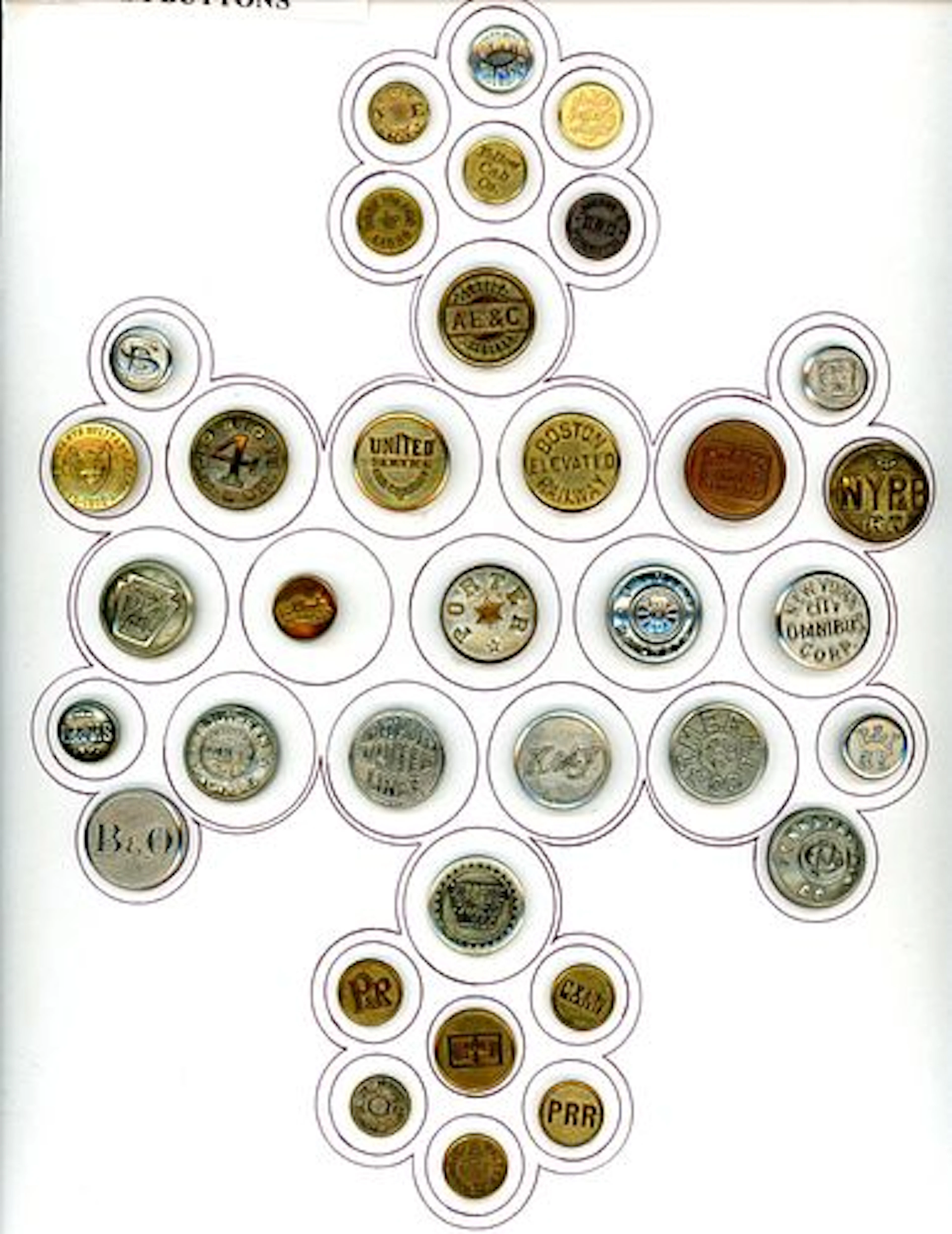 A CARD OF DIVISION ONE UNIFORM BUTTONS