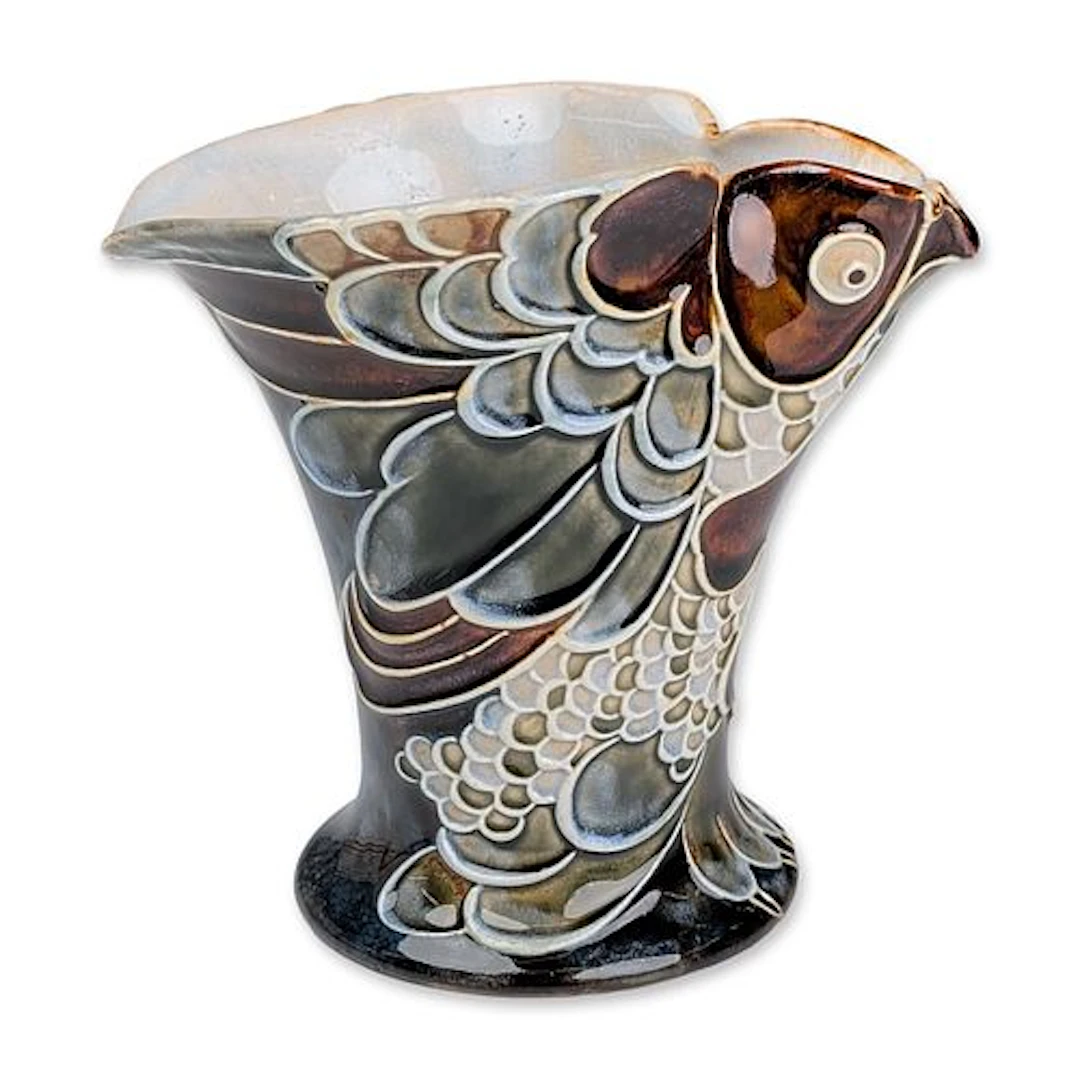 Doulton Lambeth by Mark Marshall Stoneware Art Nouveau Bird Motif Vase