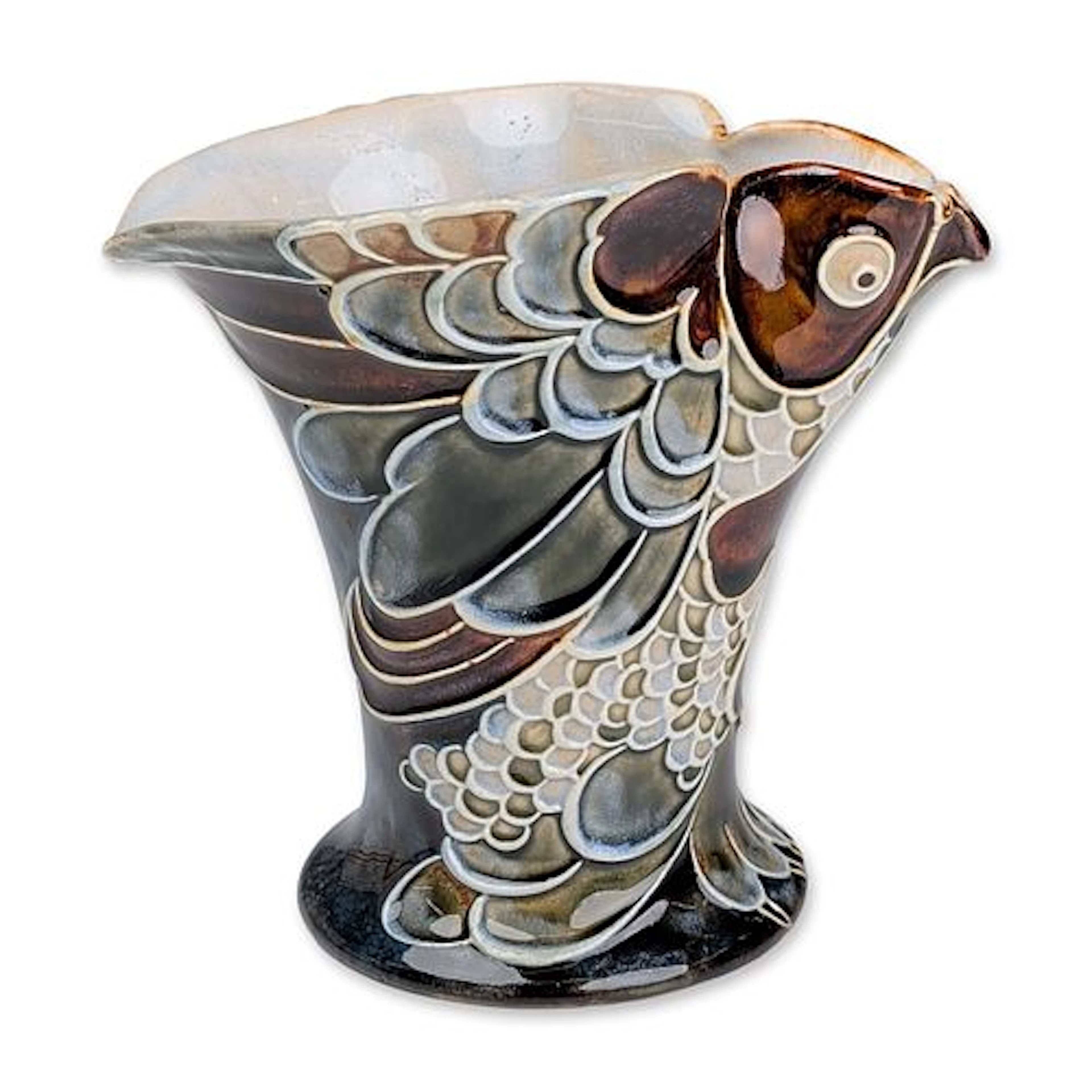Doulton Lambeth by Mark Marshall Stoneware Art Nouveau Bird Motif Vase