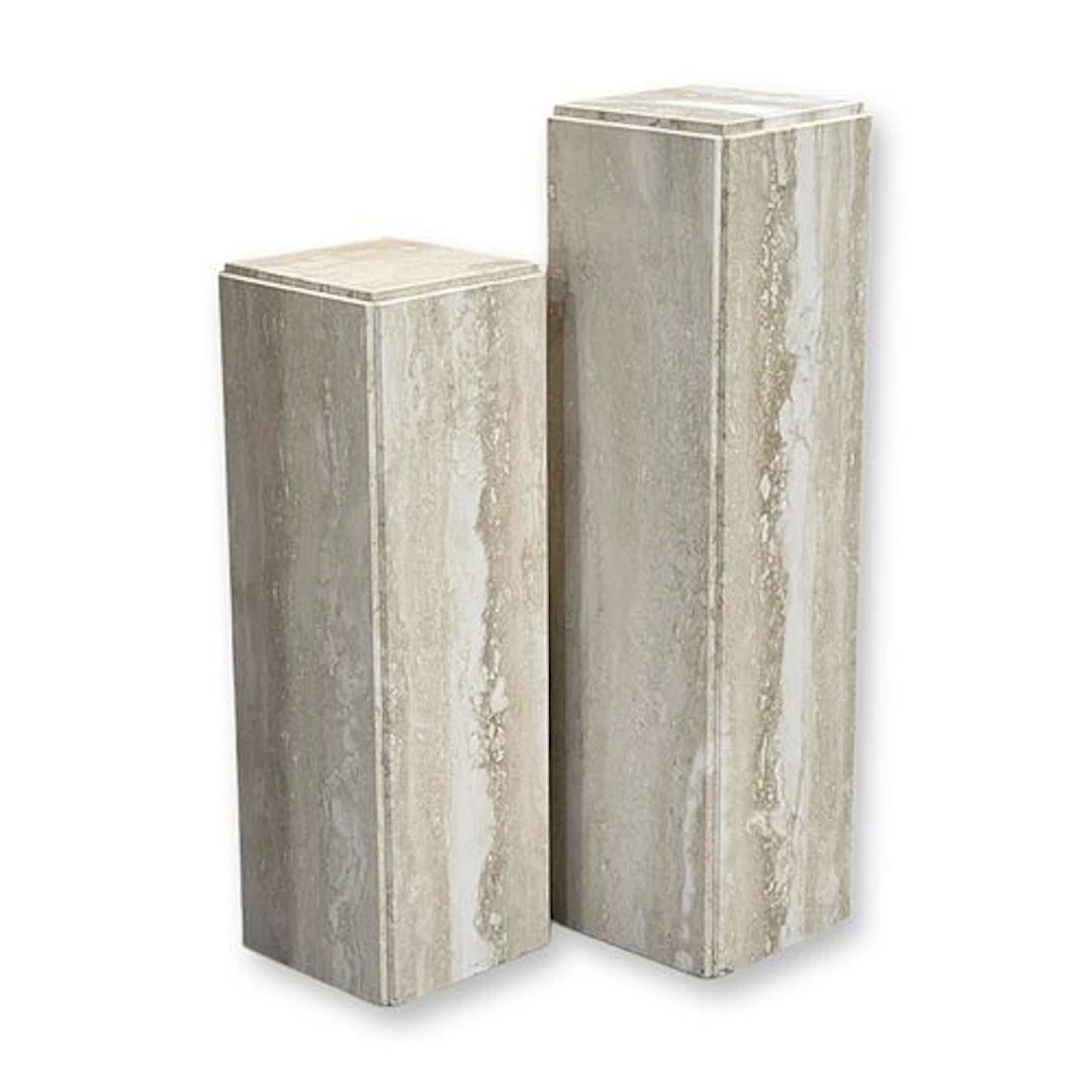 Pair of Postmodern Travertine Pedestals