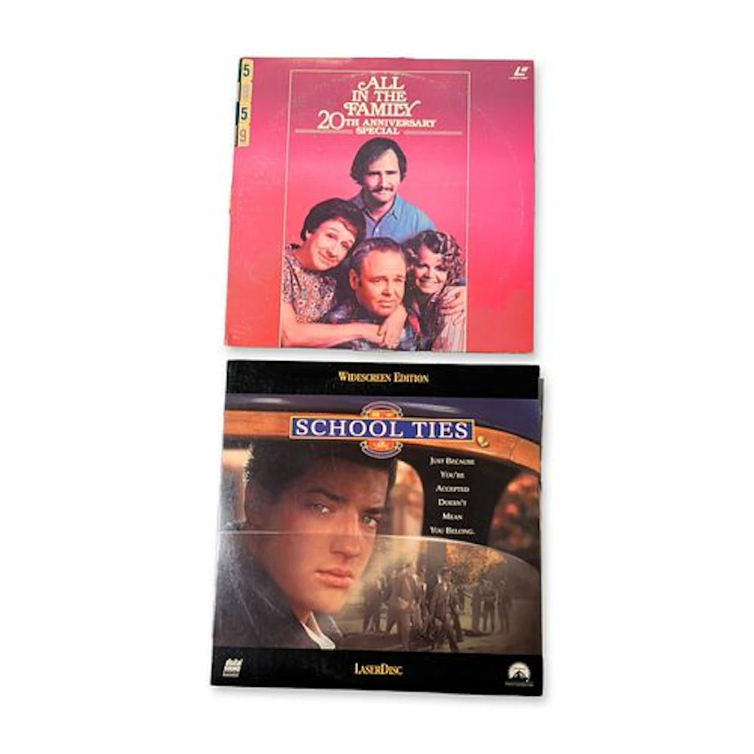 Two 12 Inch Entertainment LaserDiscs All in the Family and School Ties