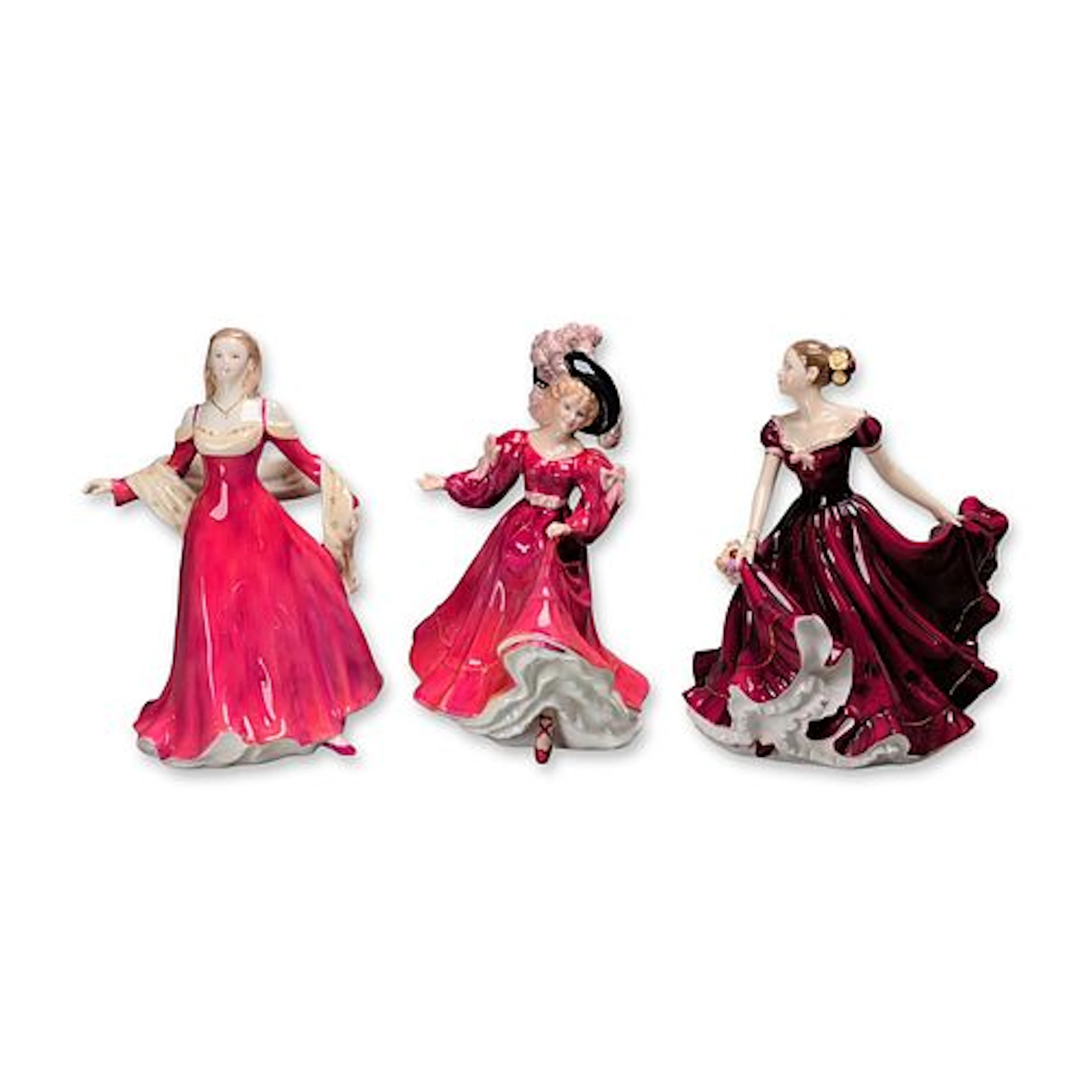 3pc Royal Doulton Figure of the Year Bone China Figurines