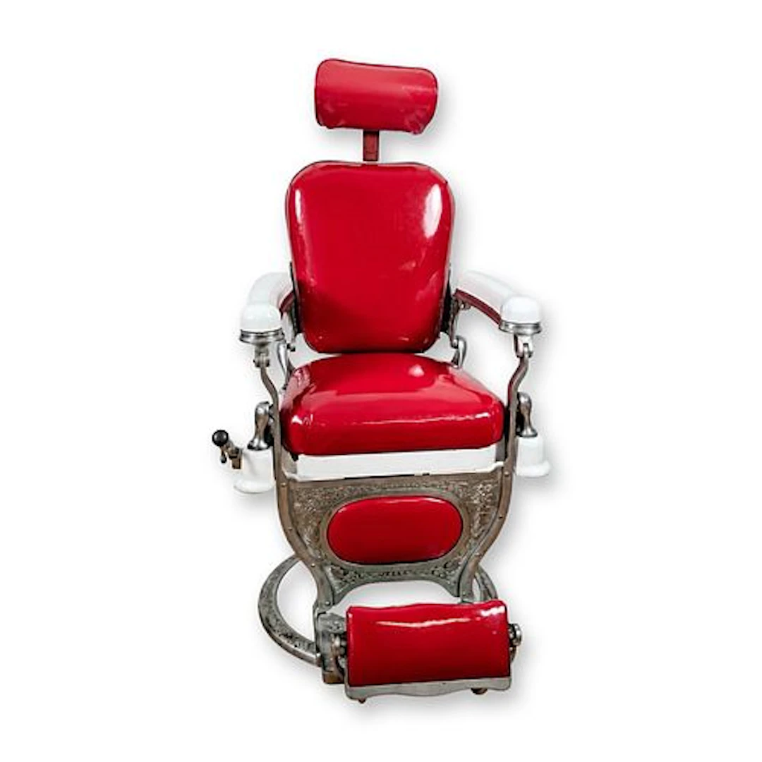 Theo A. Kochs Porcelain and Cast Iron Barber Chair