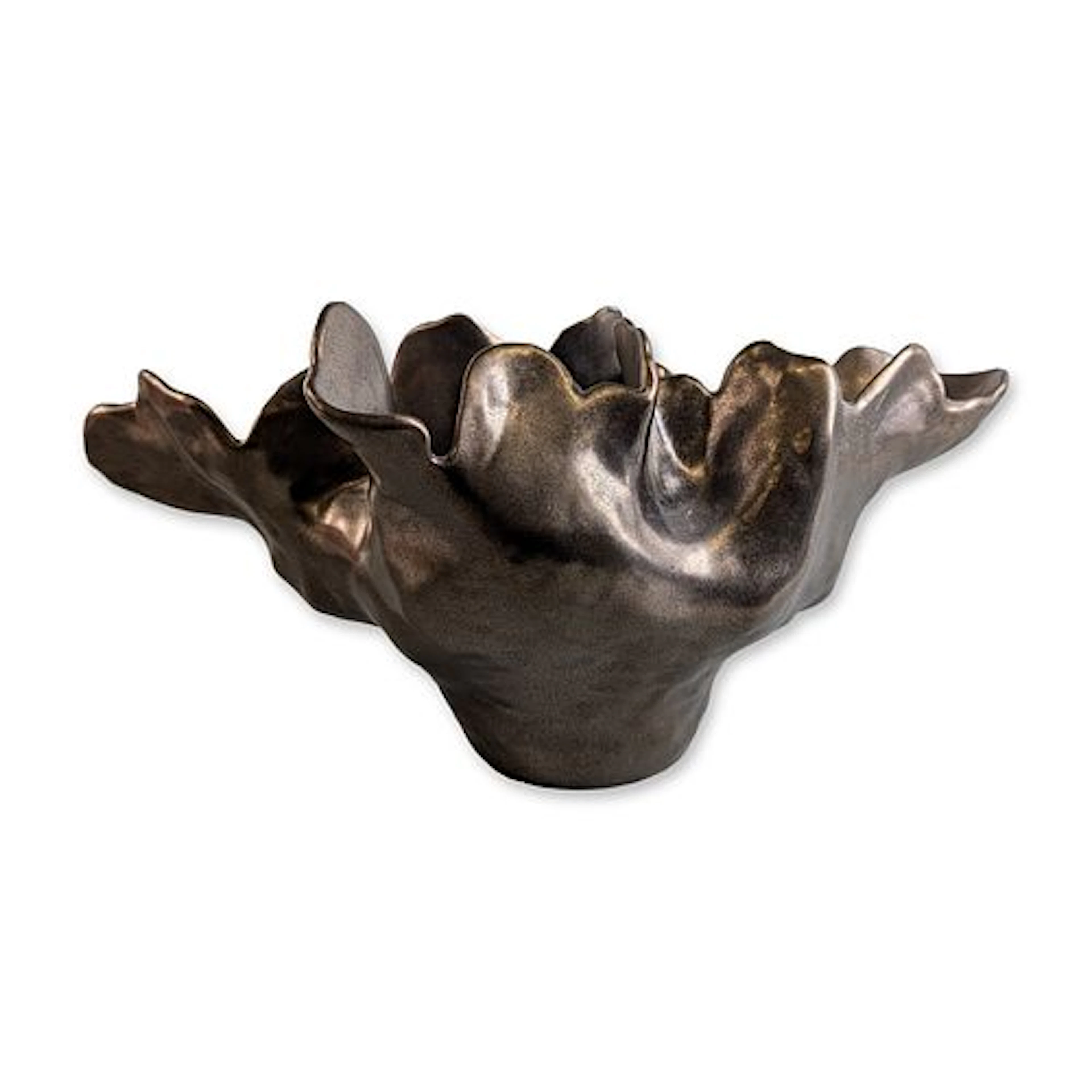 Large Contemporary Meteor Bronze Glazed Ceramic Bowl
