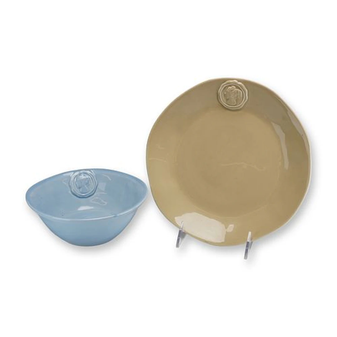 Two Wedgwood Portobello Road Glazed Ceramic Tableware - Bowl & Plate