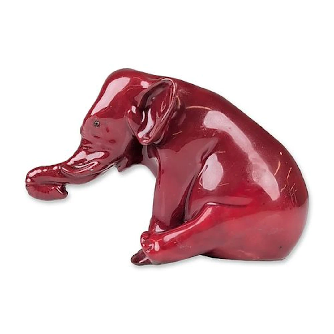 Bernard Moore Flambe Ceramic Elephant Figurine