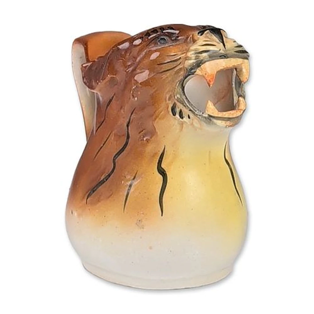 German Figural Ceramic Tiger Head Creamer