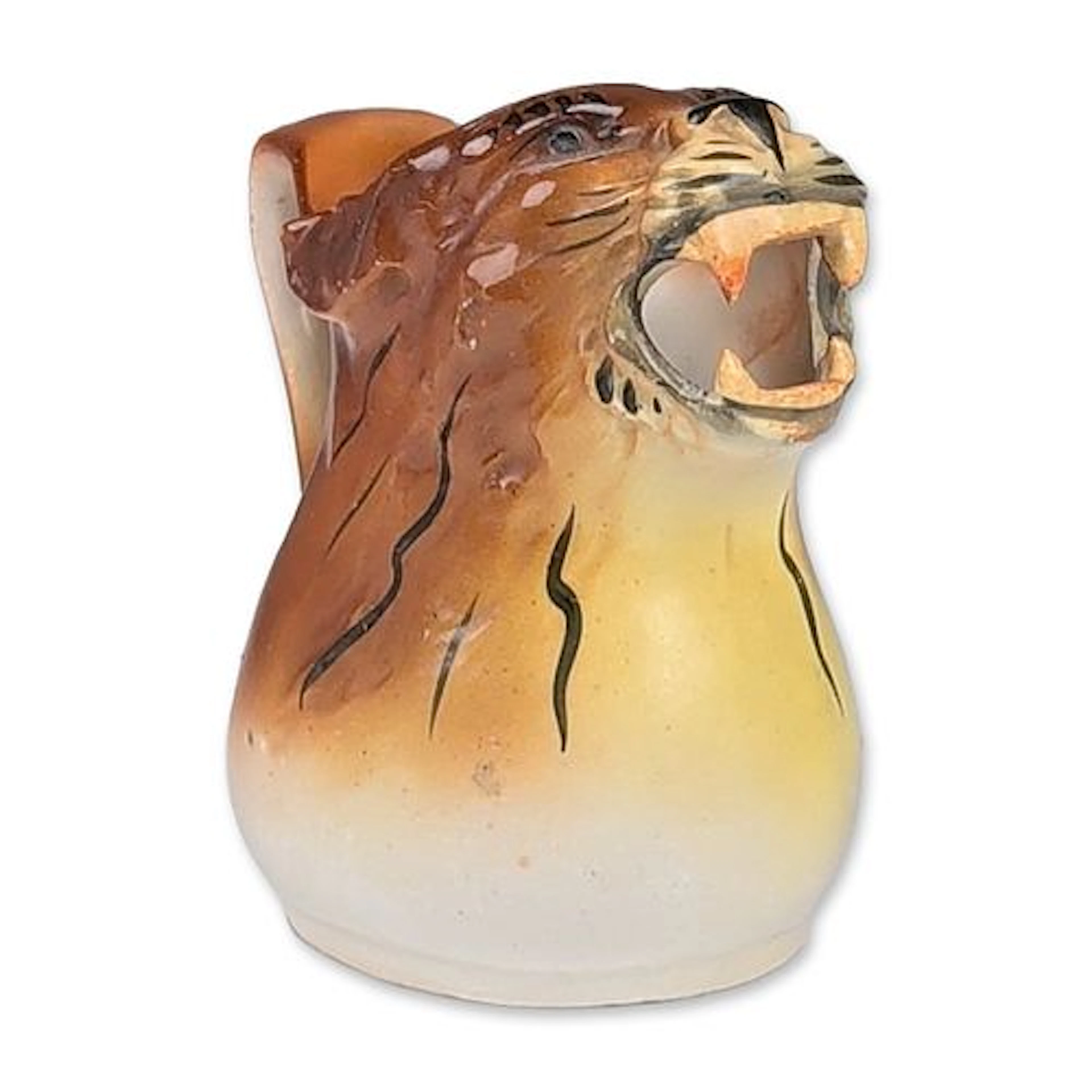 German Figural Ceramic Tiger Head Creamer