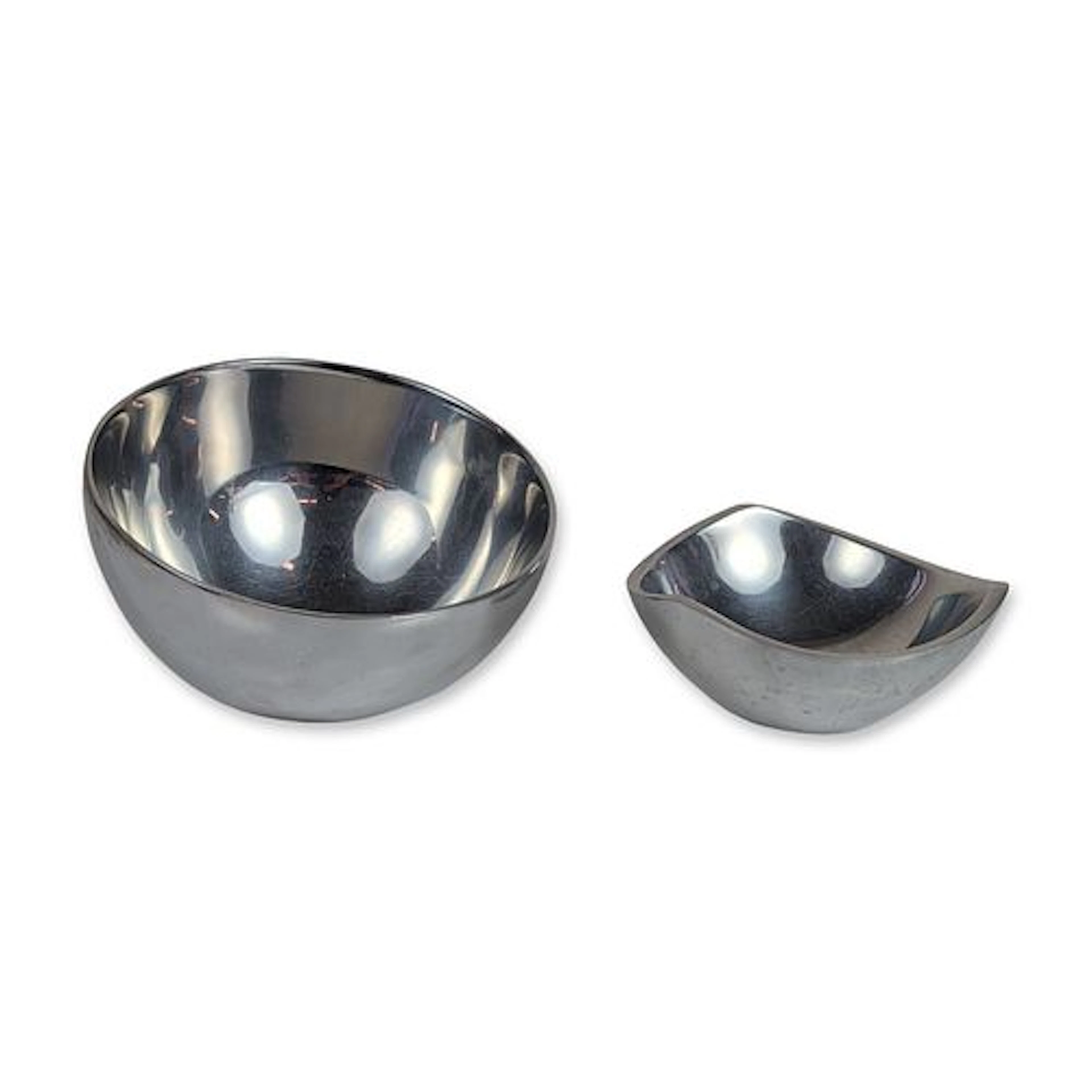 2pc Nambe Alloy Tri-Corner Graduated Serving Bowls