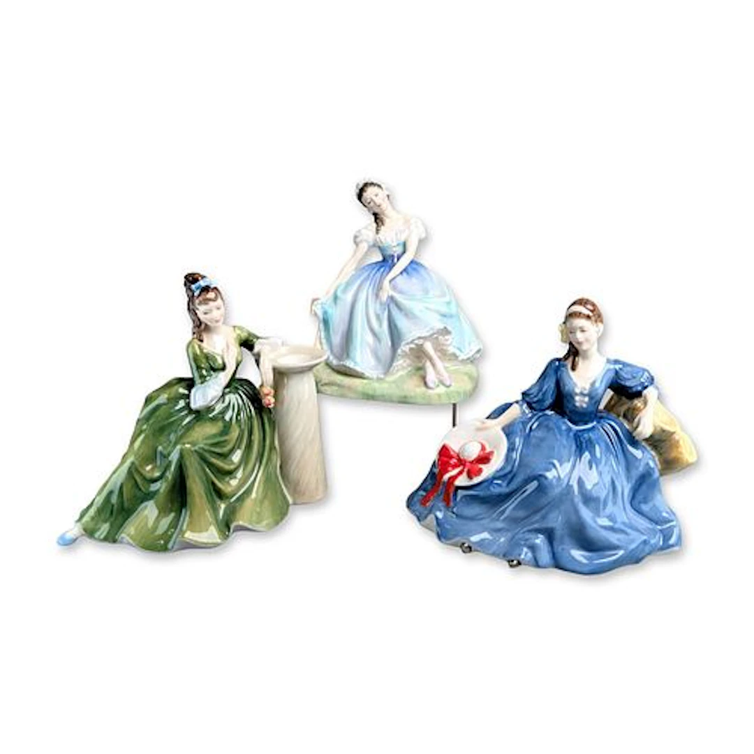 3pc Royal Doulton Bone China Figurines, Secret Thoughts, Elyse & Giselle