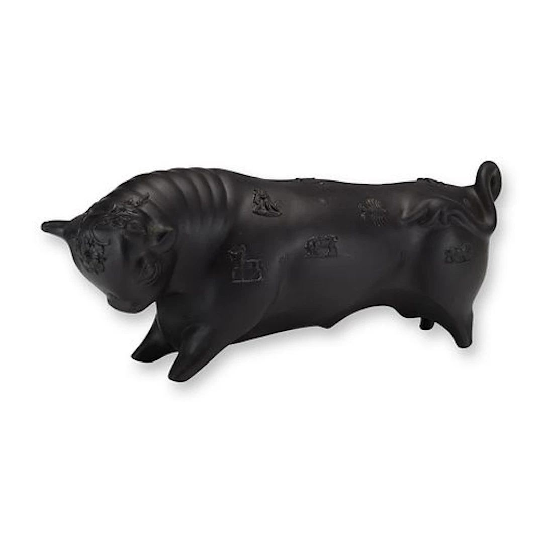 Wedgwood by Arnold Machin Black Basalt Zodiac Taurus the Bull Figurine