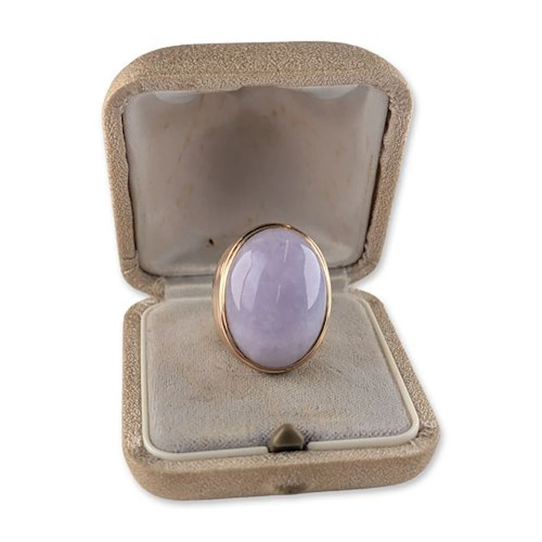 14K Yellow Gold Lavender Jadeite Cocktail Ring