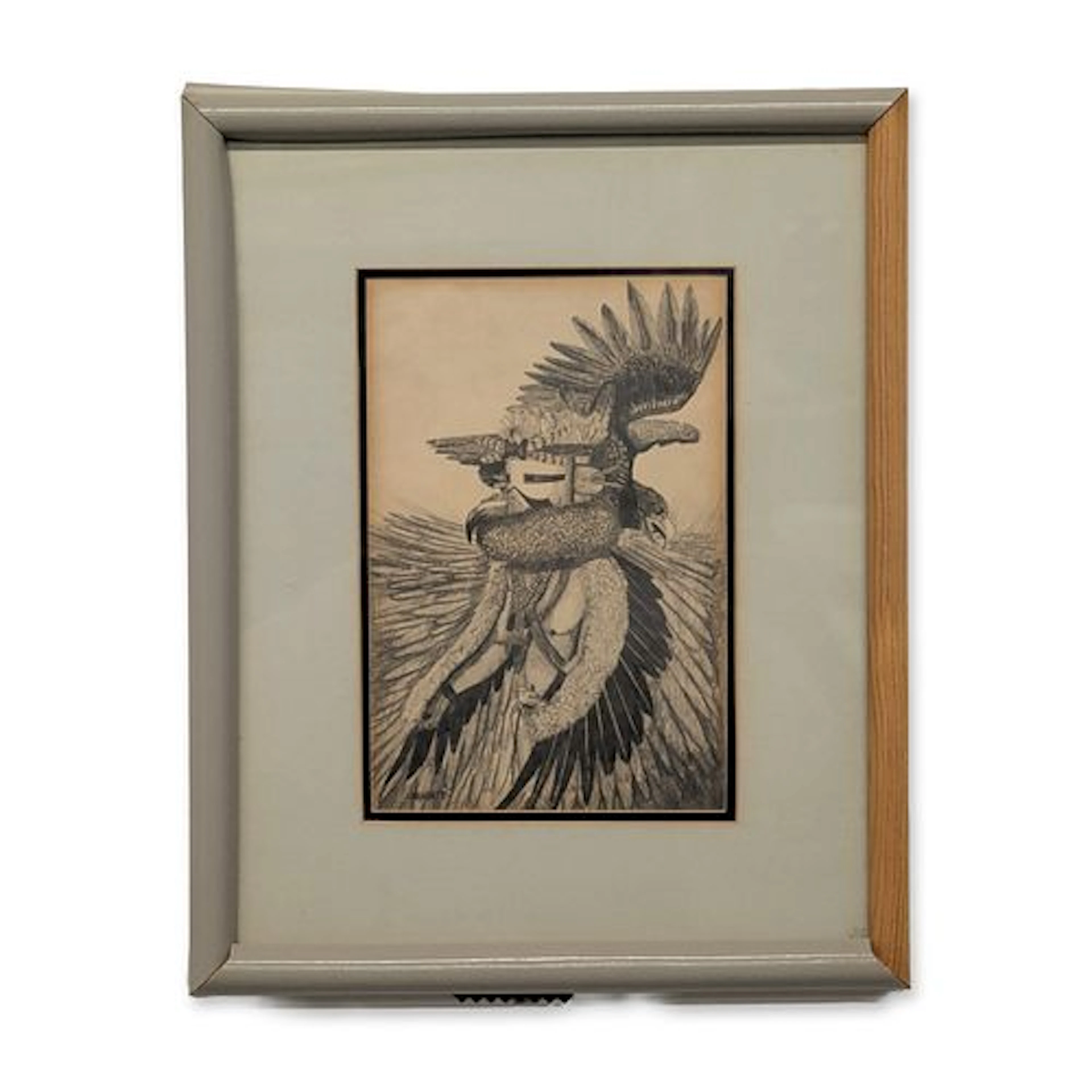 Phil Hughte (New Mexico 1954-2003) Eagle Dancer Graphite Drawing