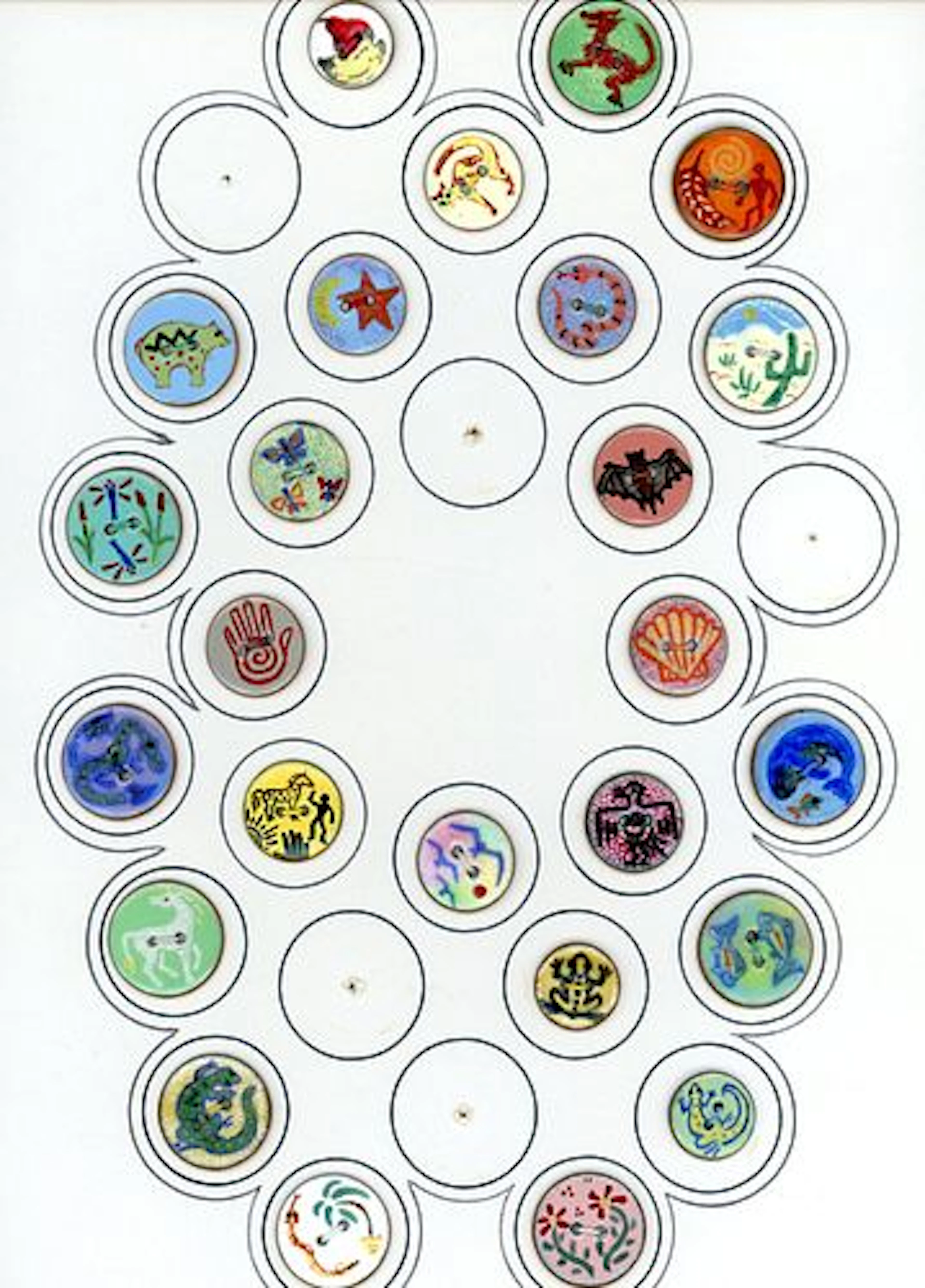 A CARD OF DIVISION THREE ENAMEL BUTTONS