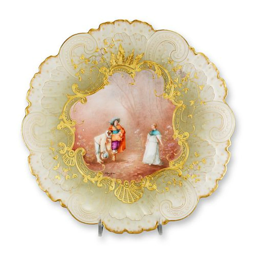 Mansard Paris Belle Epoque Hand-Painted Rococo Revival Cabinet Plate