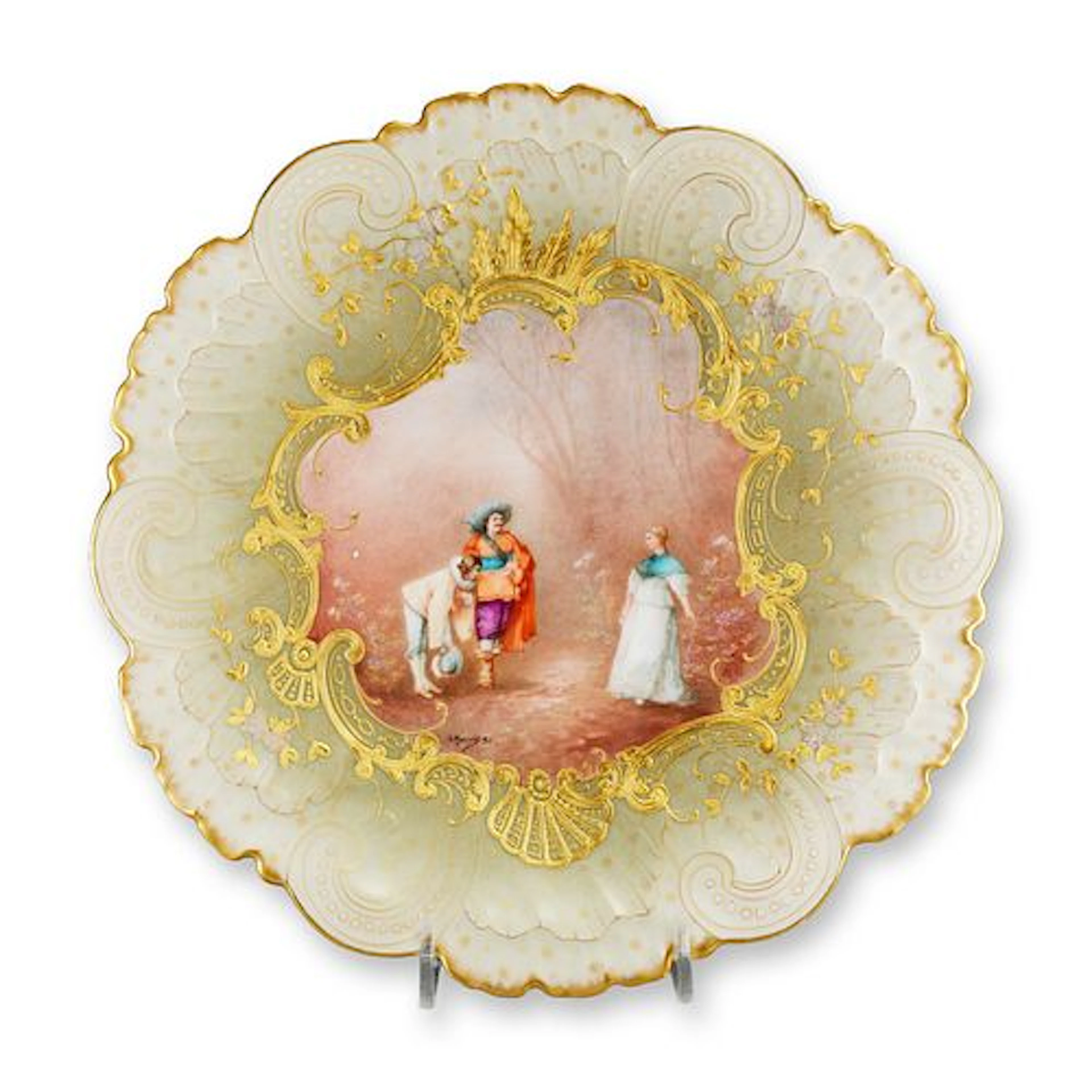 Mansard Paris Belle Epoque Hand-Painted Rococo Revival Cabinet Plate