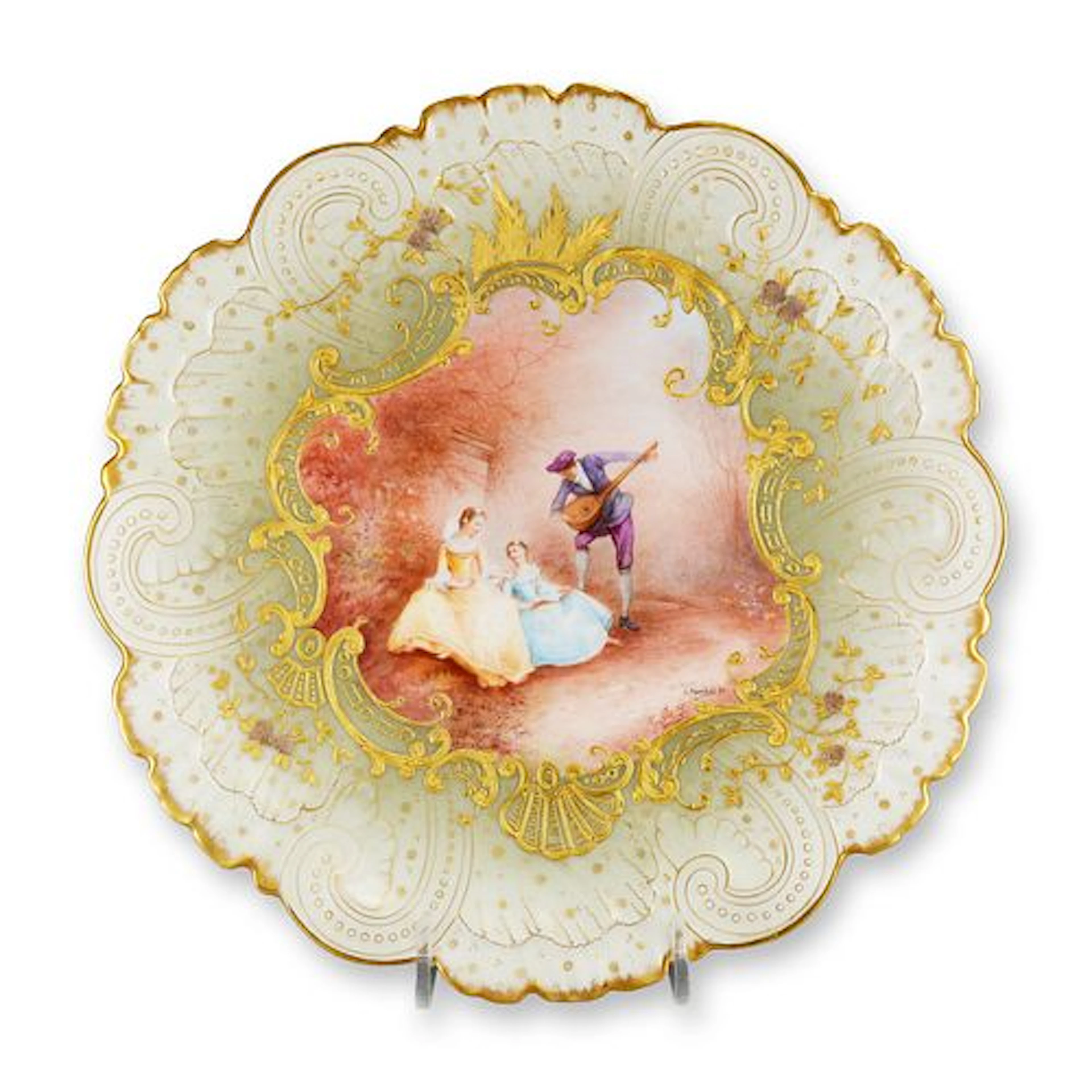 Mansard Paris Belle Epoque Hand-Painted Rococo Revival Cabinet Plate