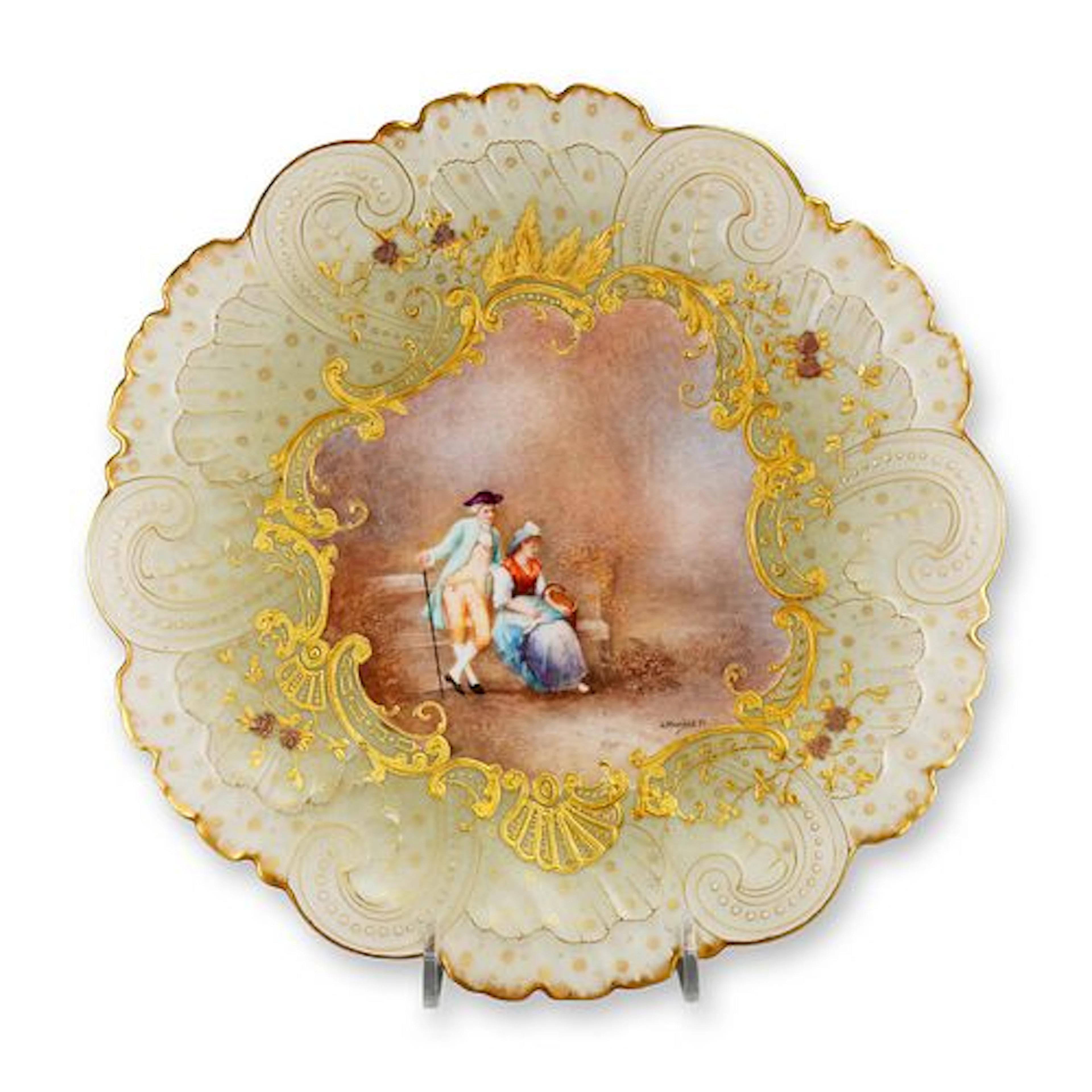Mansard Paris Belle Epoque Hand-Painted Rococo Revival Cabinet Plate