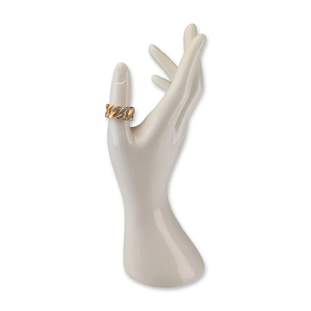 Freida Rothman Gold-Tone Sterling Silver Pave Chain Link Ring