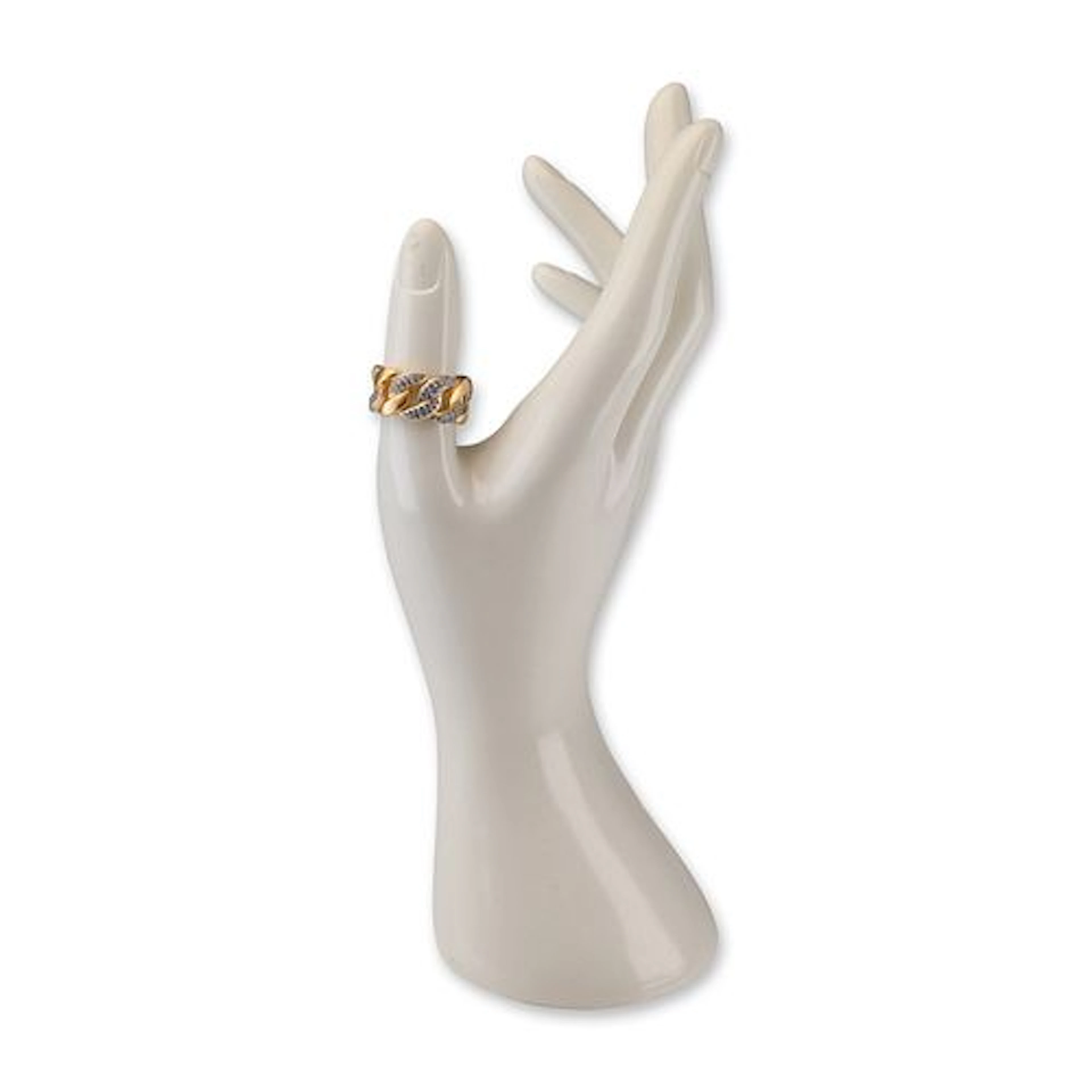 Freida Rothman Gold-Tone Sterling Silver Pave Chain Link Ring