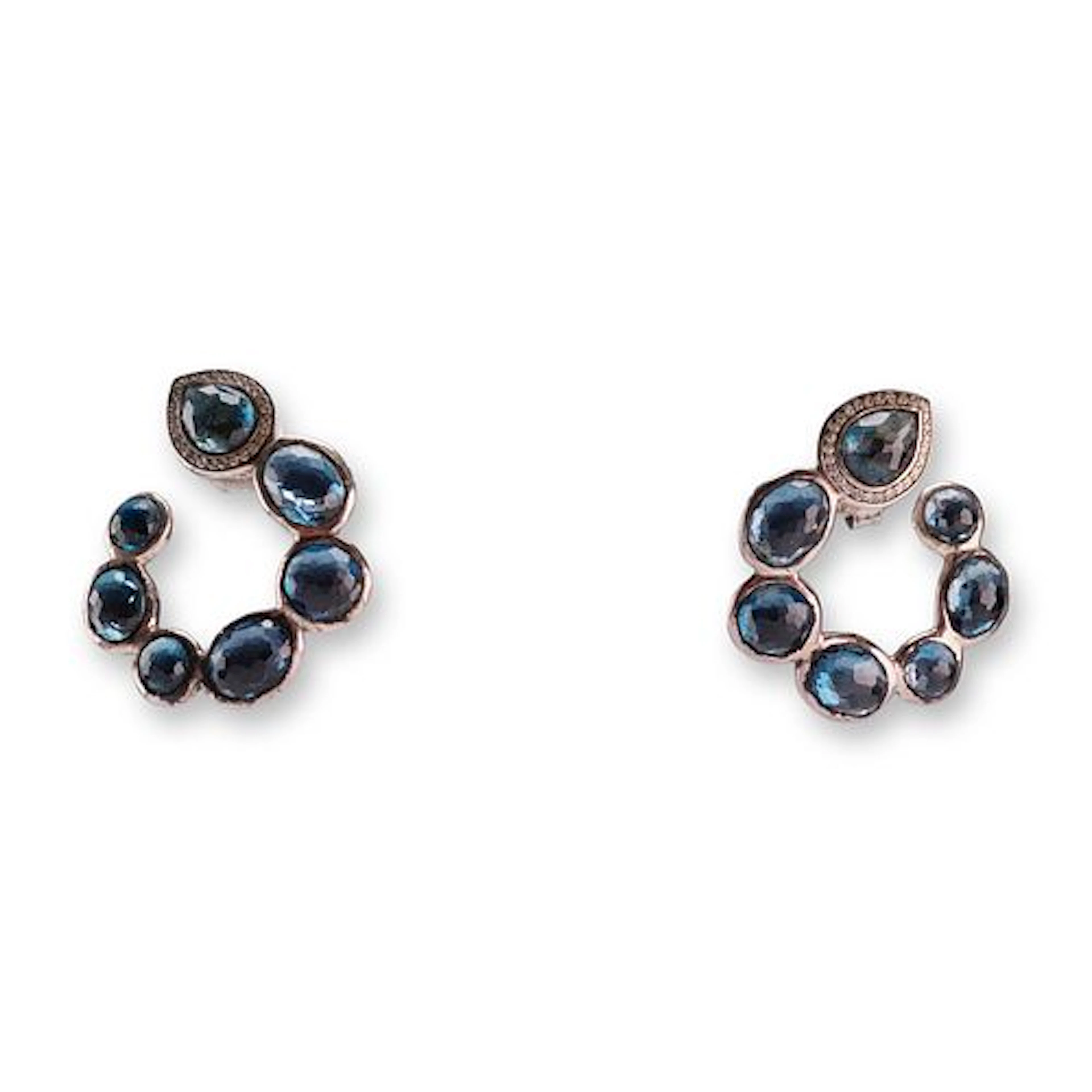 Ippolita Rock Candy Sterling Silver Blue Topaz and Diamond C-Shape