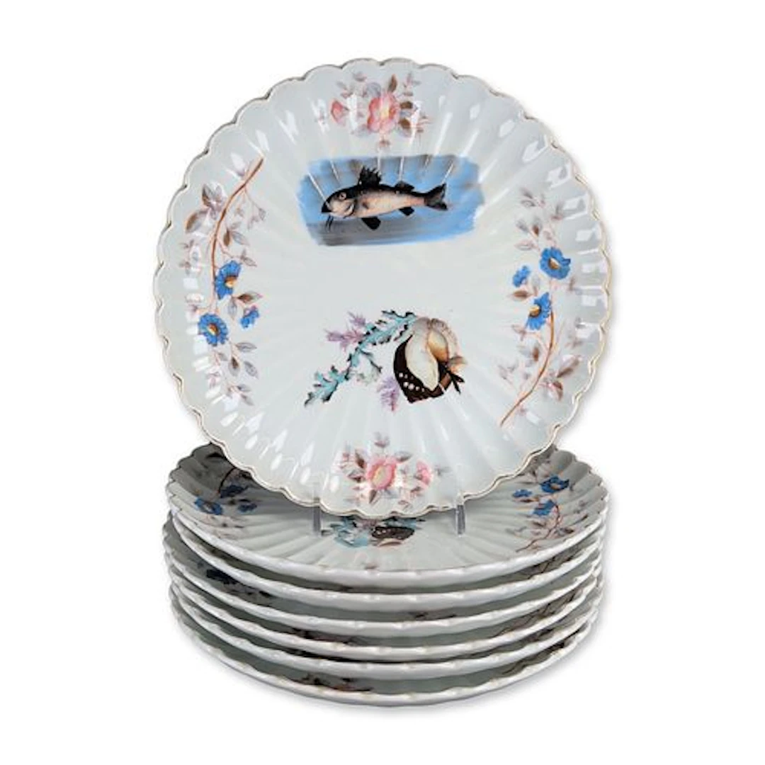 7pc Marx & Gutherz Carlsbad Porcelain Fish Plate Set